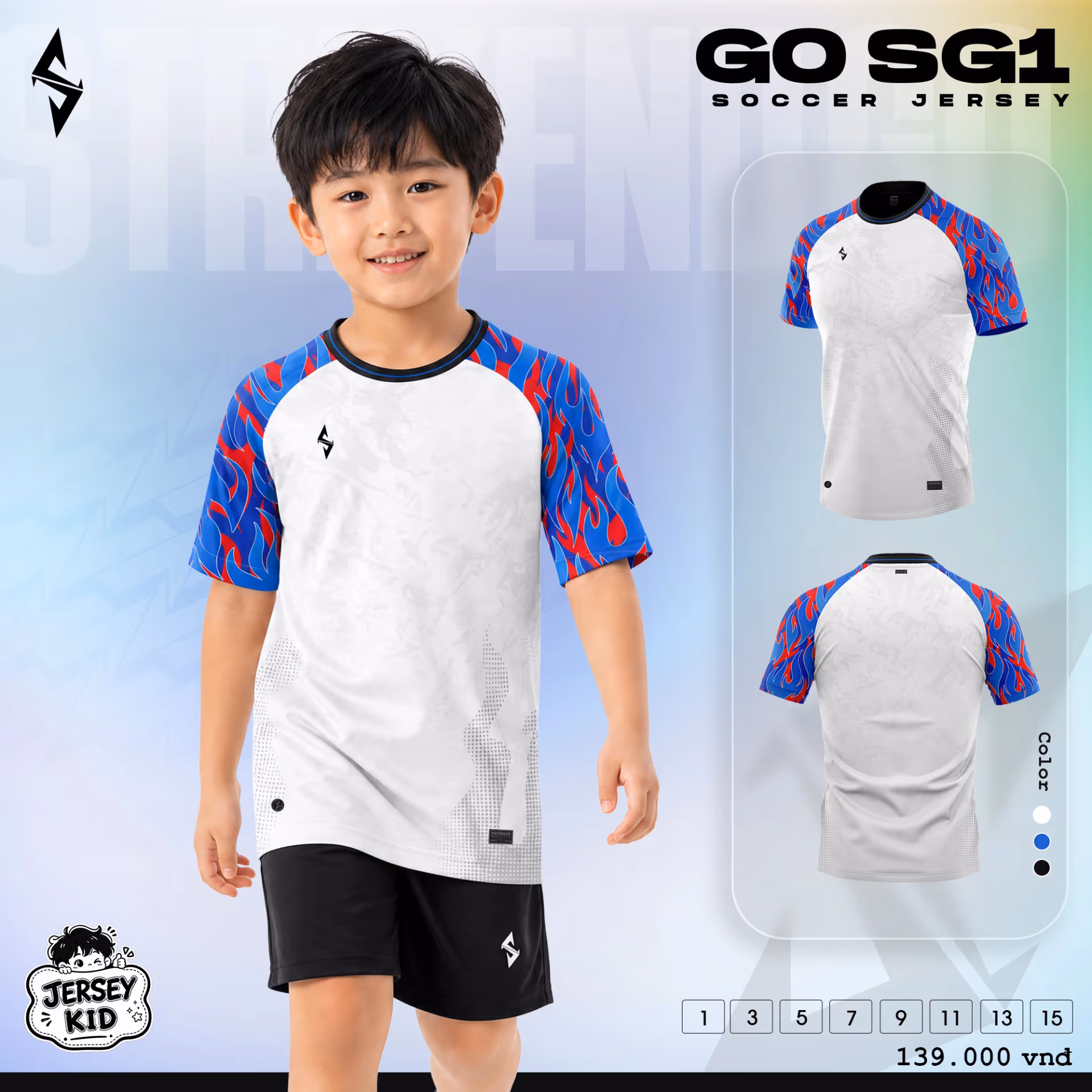 Bộ quần áo bóng đá trẻ em Strivend GO Kid SG01 Trắng