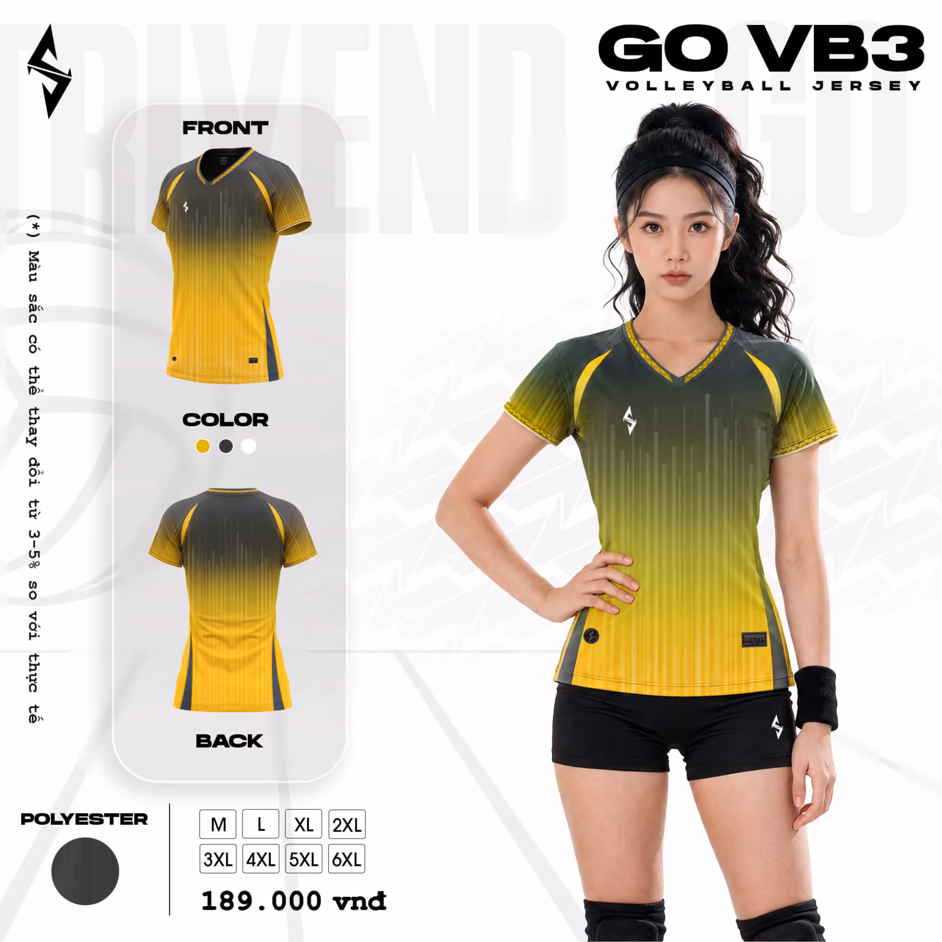 Quần áo bóng chuyền Nữ Strivend GO VB03 Vàng Rêu