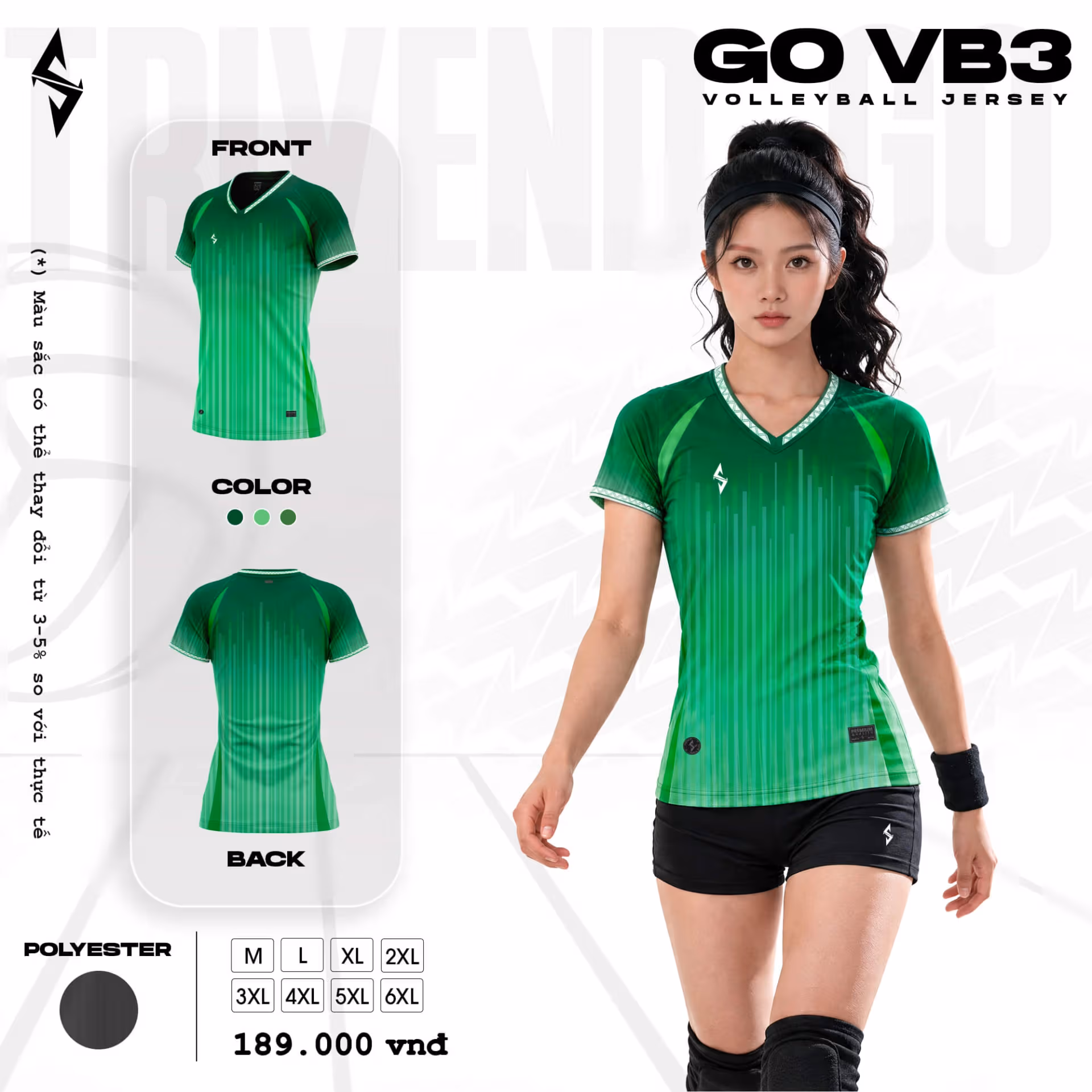 Quần áo bóng chuyền Nữ Strivend GO VB03 Xanh Lá