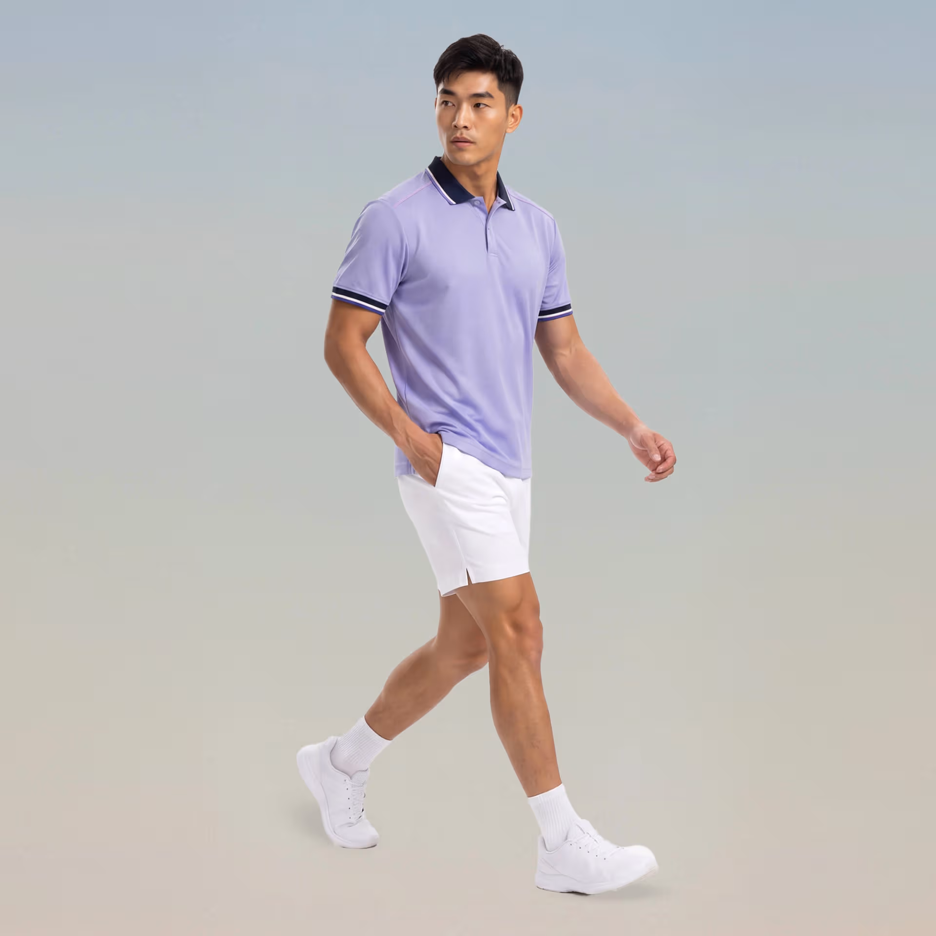 Áo Polo Đồng Phục Strivend SP02 Tím Pastel 5
