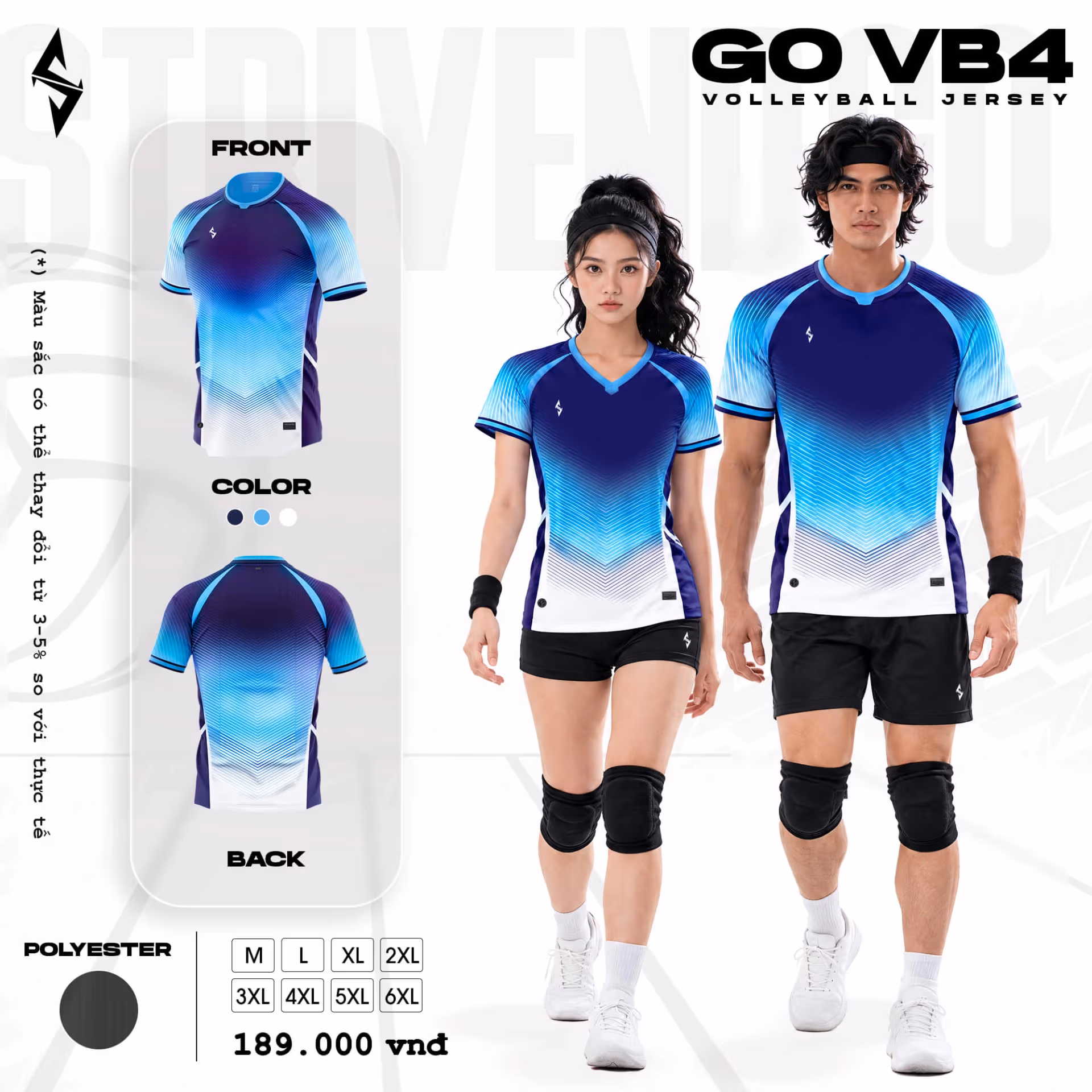Quần áo bóng chuyền Nam Strivend GO VB04 Xanh Navy