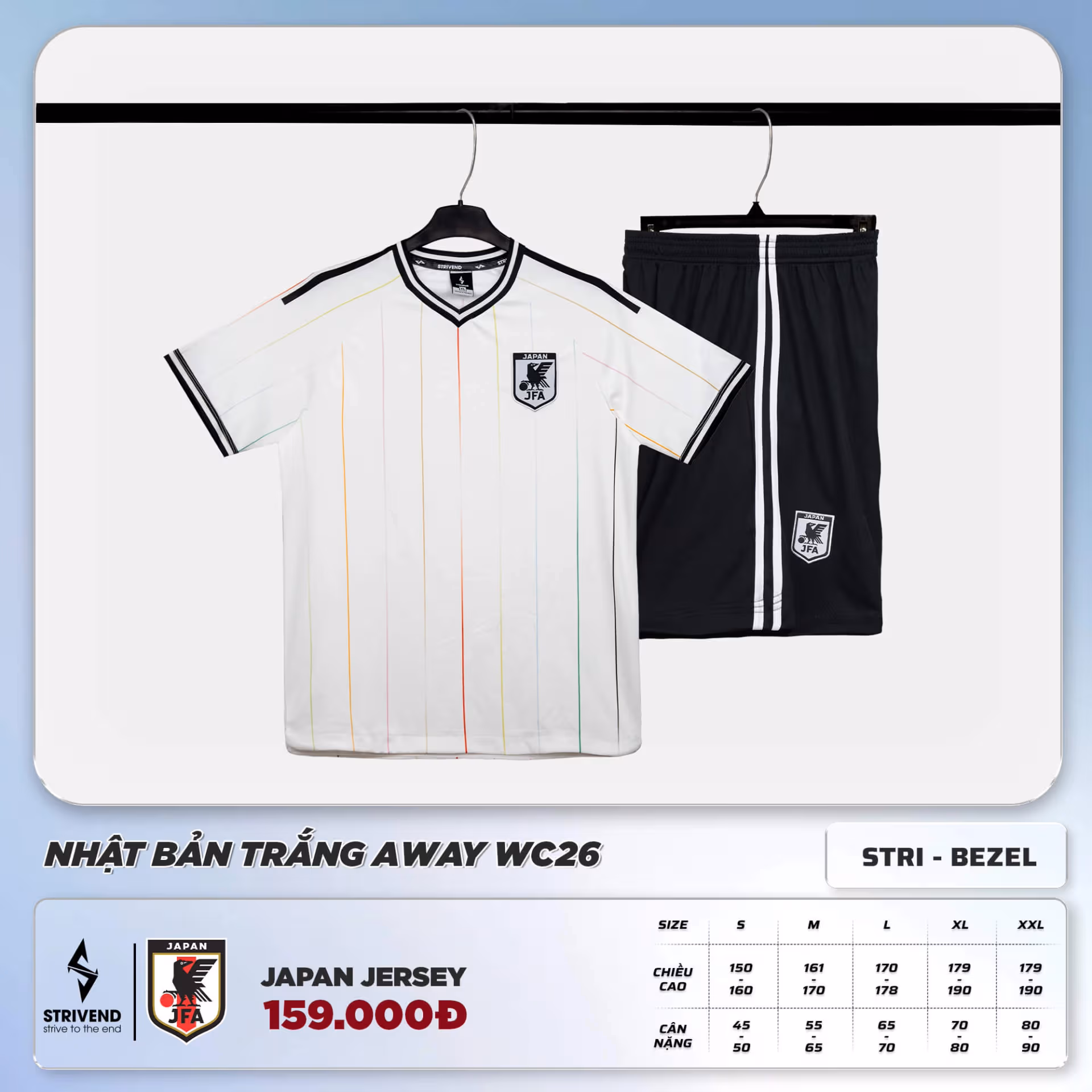 Bộ Quần Áo Bóng Đá Strivend Nhật Bản Trắng Away WC26