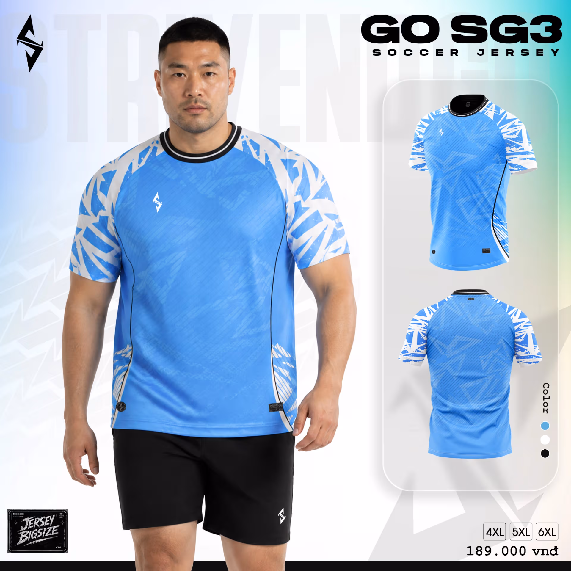 Bộ quần áo bóng đá Strivend GO Big Size SG03 Xanh Ya