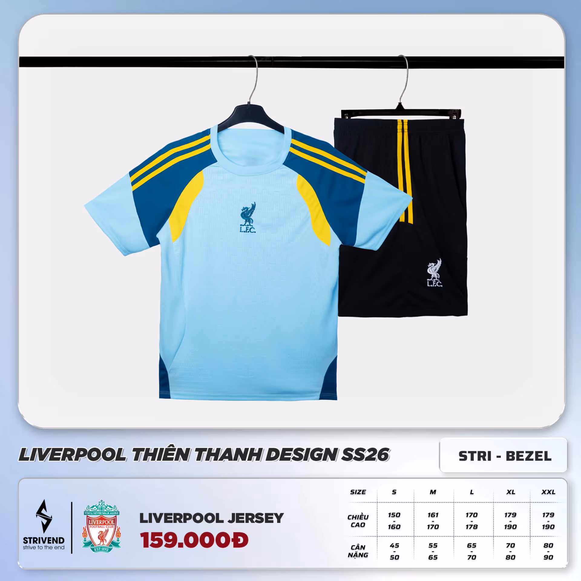 Bộ Quần Áo Bóng Đá Strivend Liverpool Thiên Thanh Design SS26