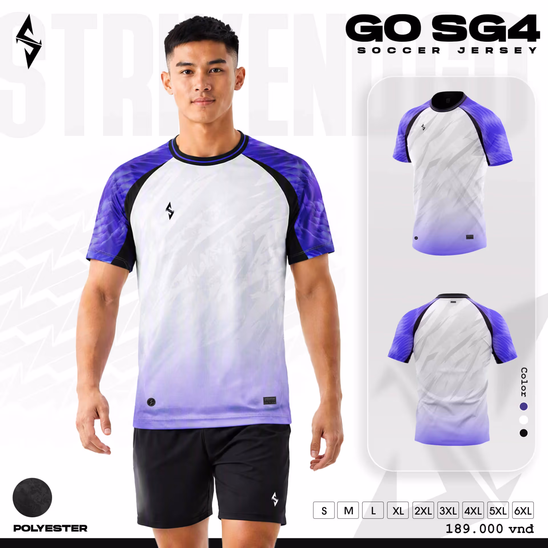 Bộ quần áo bóng đá Strivend Go SG04 Trắng Tím
