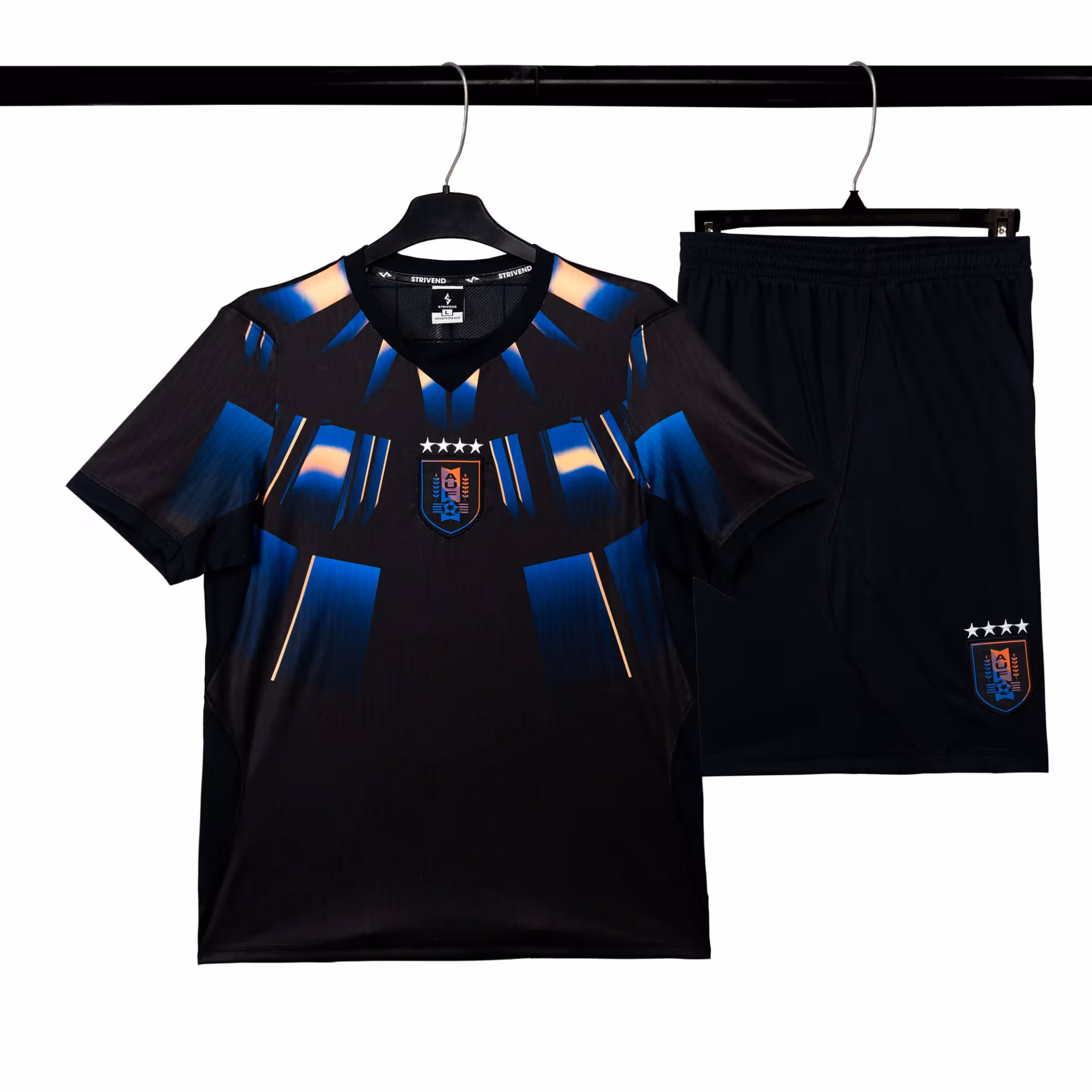 Bộ Quần Áo Bóng Đá Strivend Uruguay Đen Away WC26 2