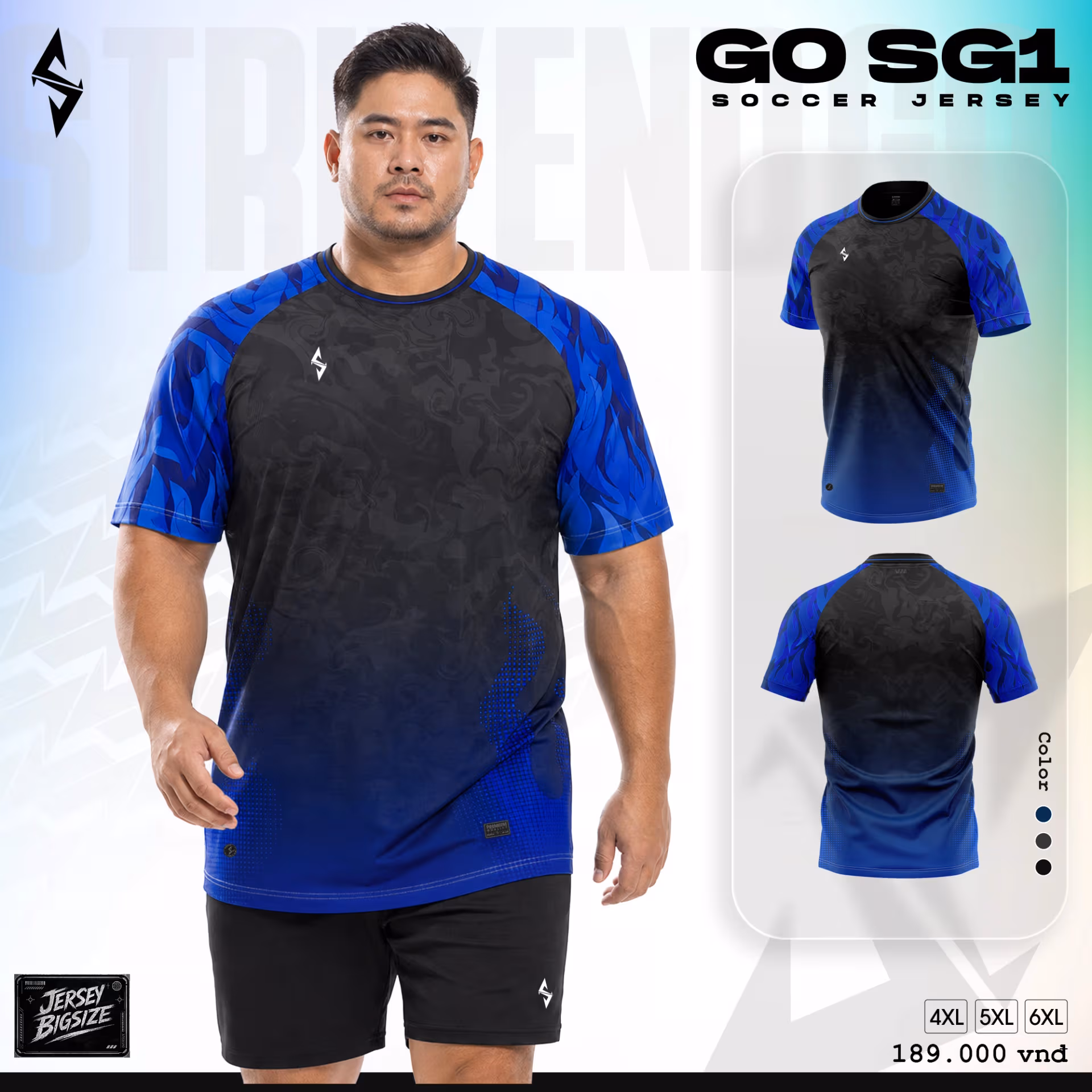 Quấn áo bóng đá Strivend Go SG01 Đen Xanh Bích 2