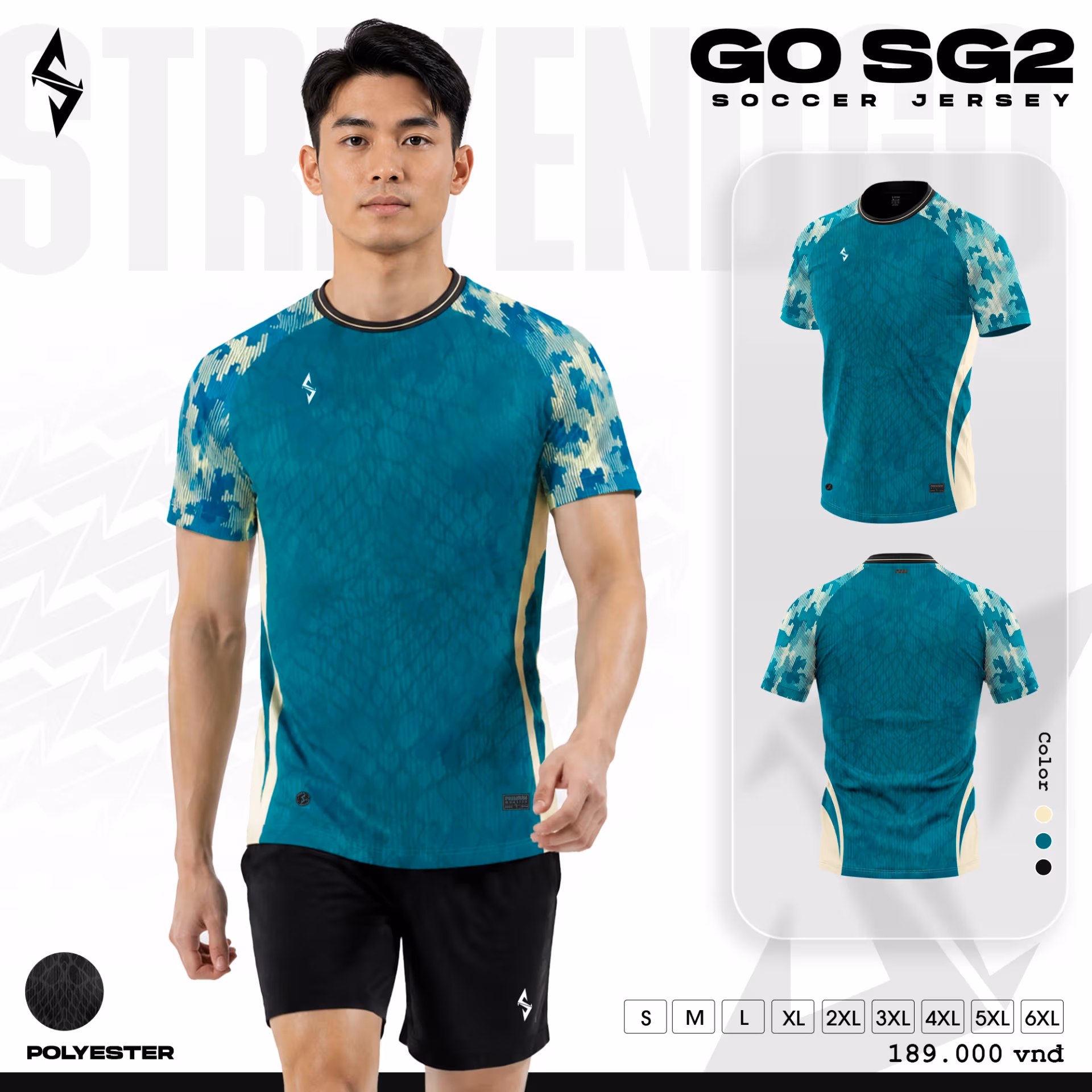 Bộ quần áo bóng đá Strivend Go SG02 Xanh Cổ Vịt 1