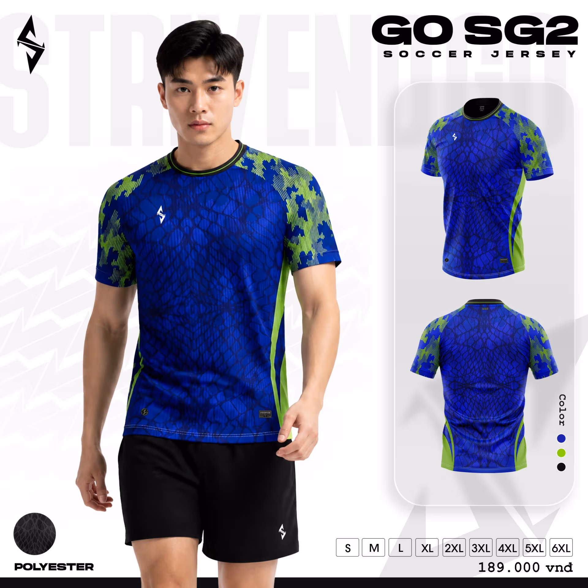 Bộ quần áo bóng đá Strivend Go SG02 Xanh Bích 1