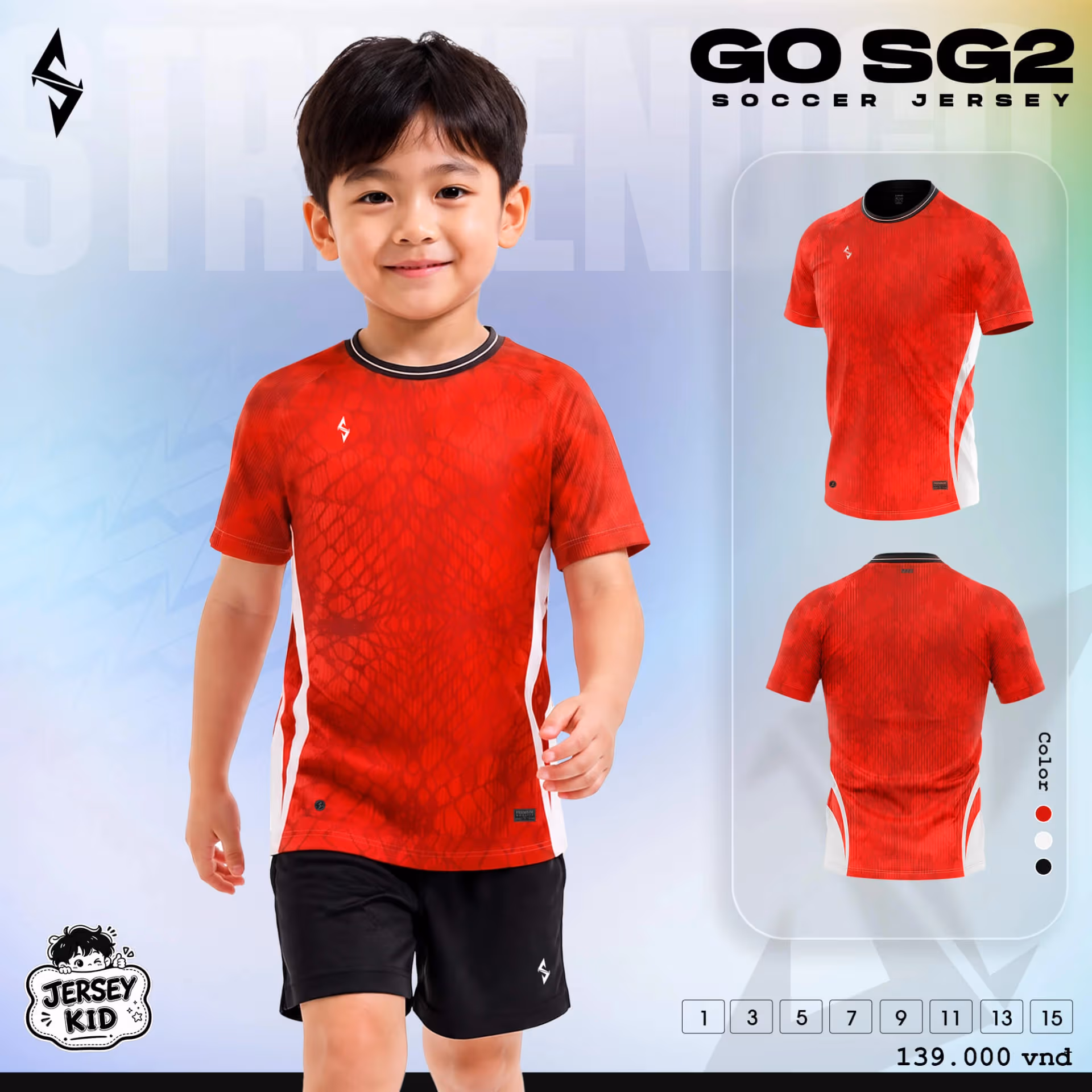 Bộ quần áo bóng đá trẻ em Strivend GO Kid SG02 Đỏ