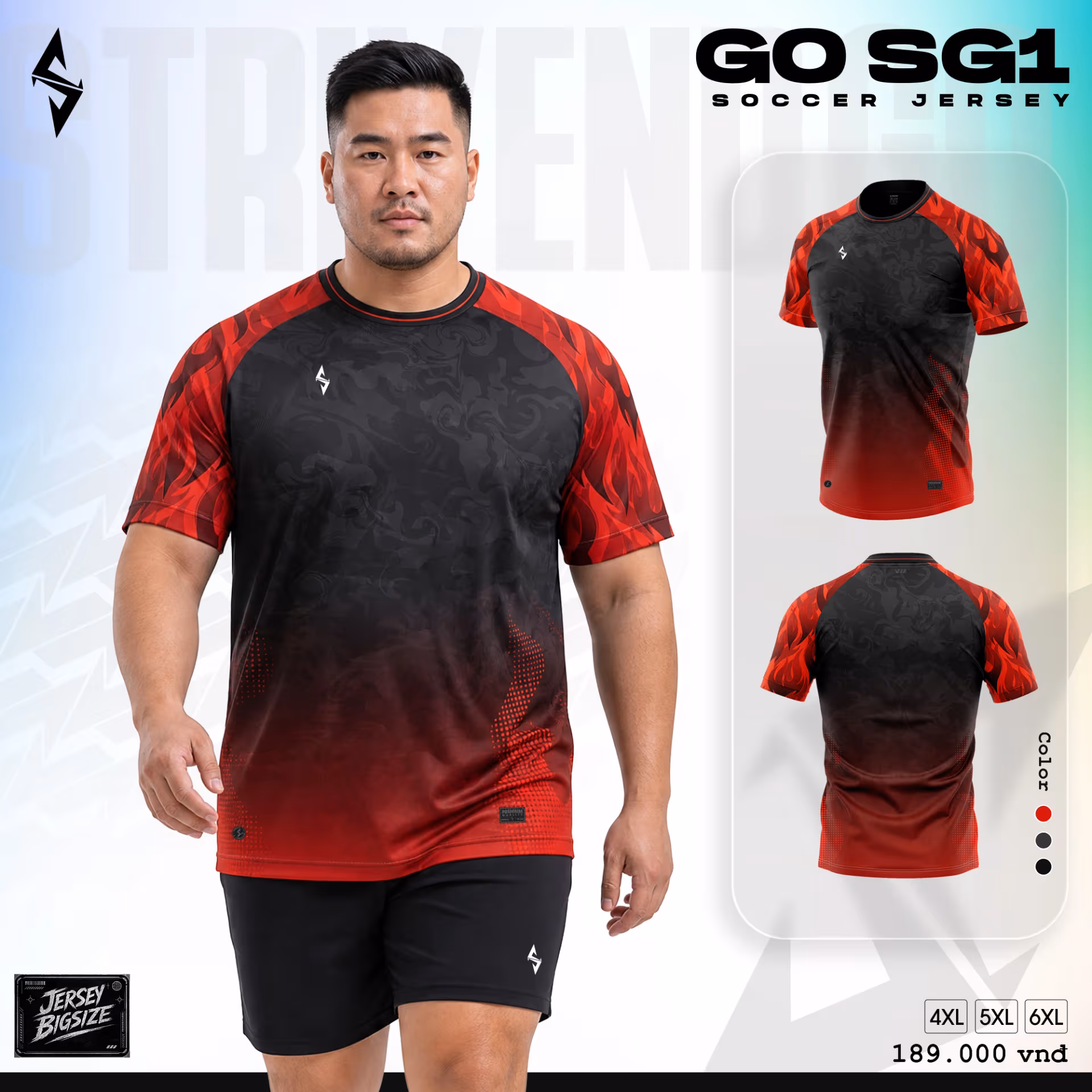 Quấn áo bóng đá Strivend Go SG01 Đen Đỏ 2