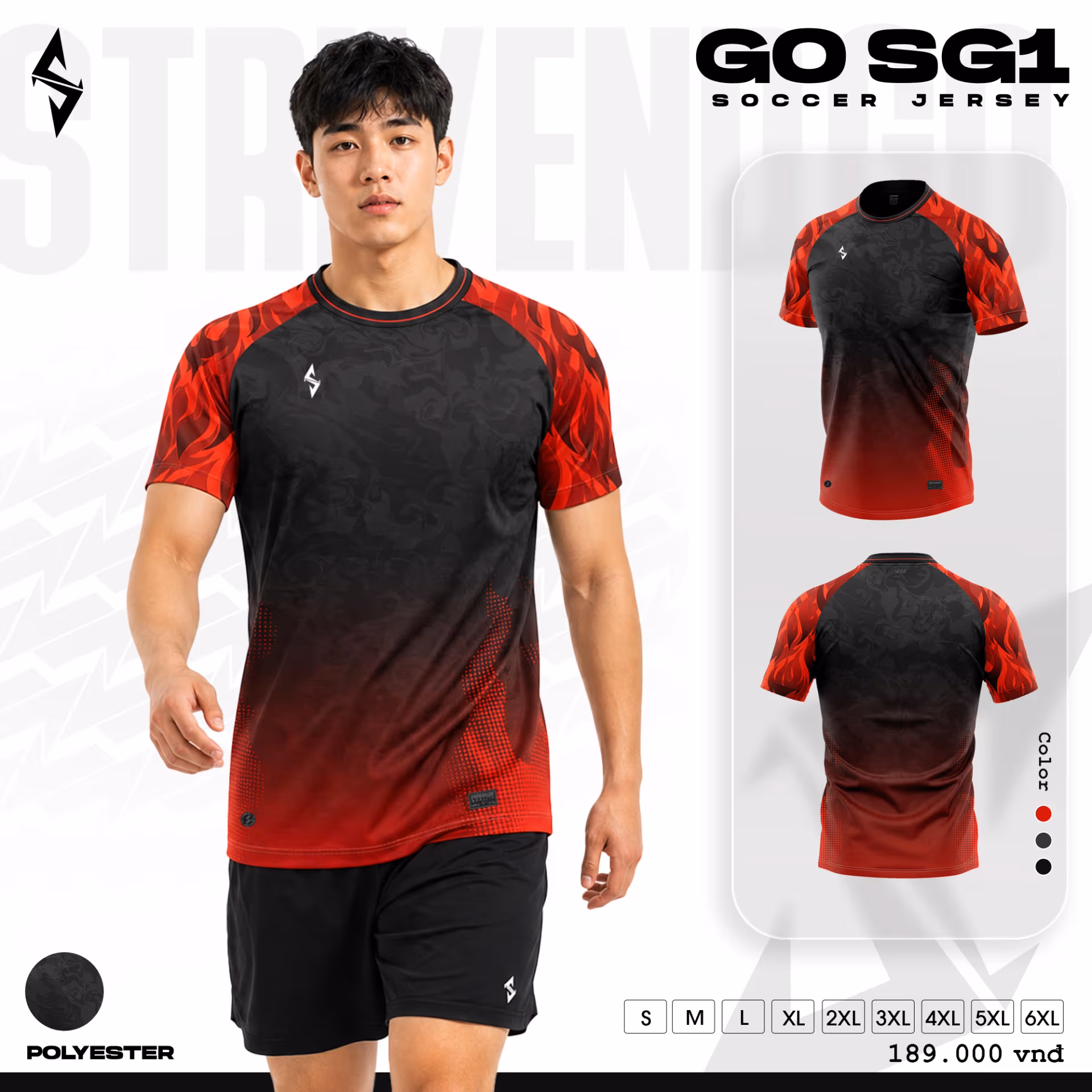 Quấn áo bóng đá Strivend Go SG01 Đen Đỏ 1