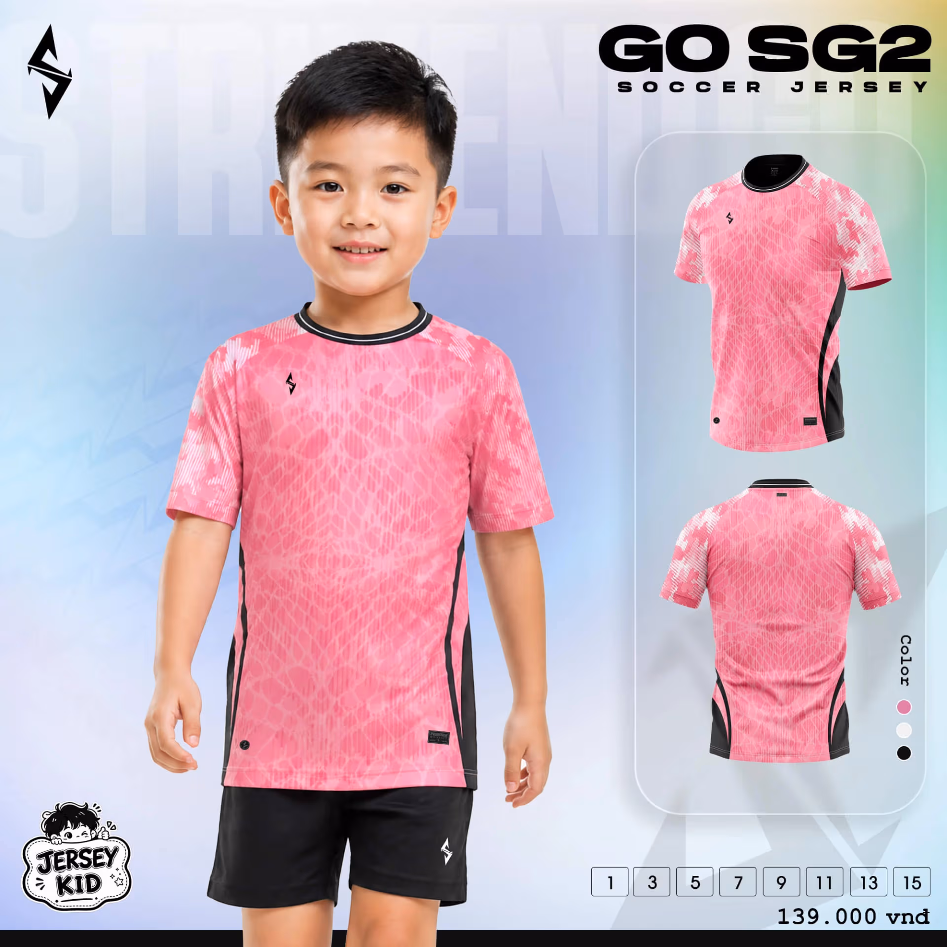 Bộ quần áo bóng đá trẻ em Strivend GO Kid SG02 Hồng
