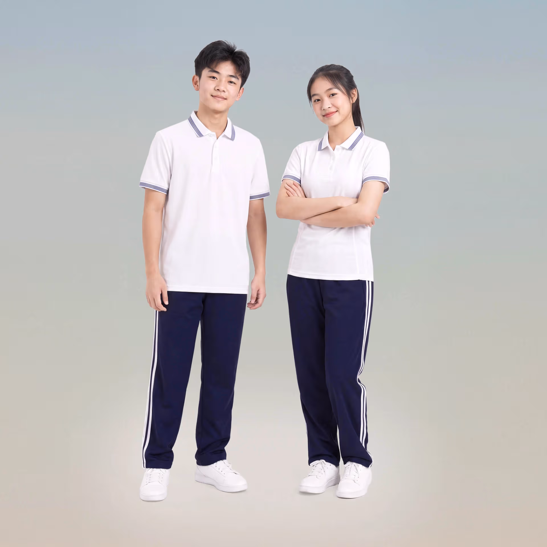 Quần thể dục Strivend 2 Sọc Xanh Đen Viền Trắng 4