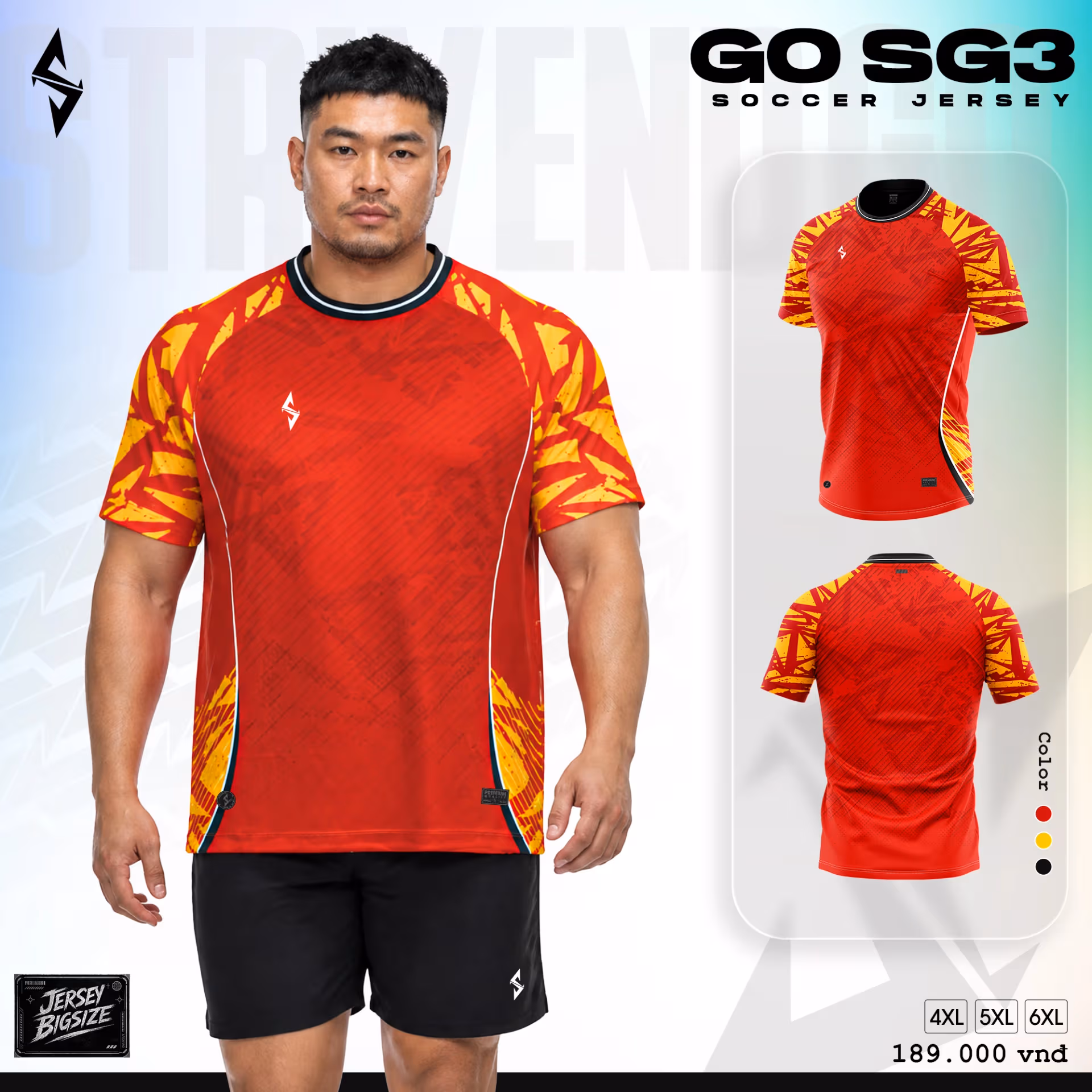 Bộ quần áo bóng đá Strivend GO Big Size SG03 Đỏ