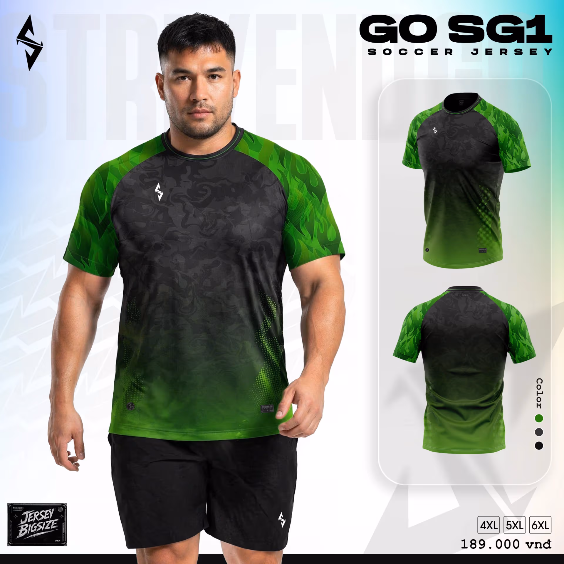 Quấn áo bóng đá Strivend Go SG01 Đen Xanh Lá 2