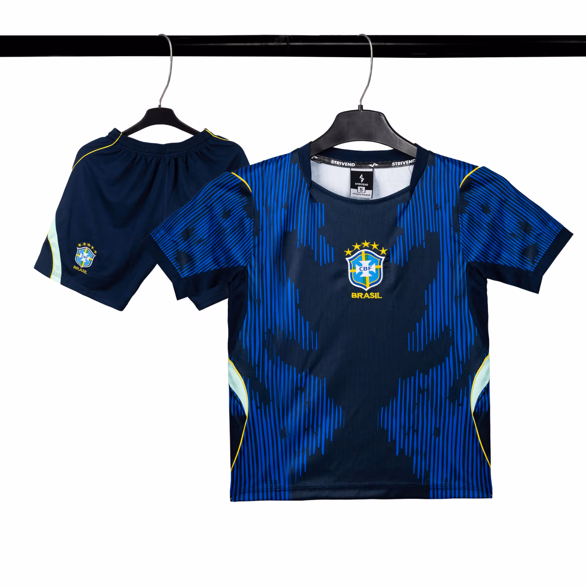 Bộ Quần Áo Bóng Đá Trẻ Em Strivend Brazil Xanh Đen Away WC26 2