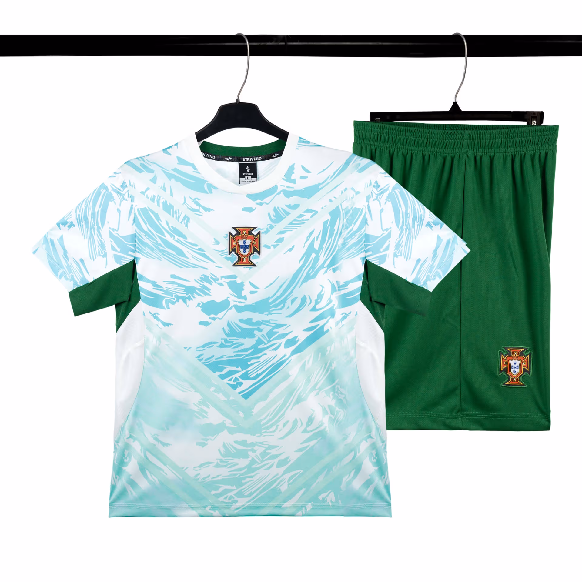 Bộ Quần Áo Bóng Đá Strivend Bồ Đào Nha Xanh Ngọc Away WC26 2