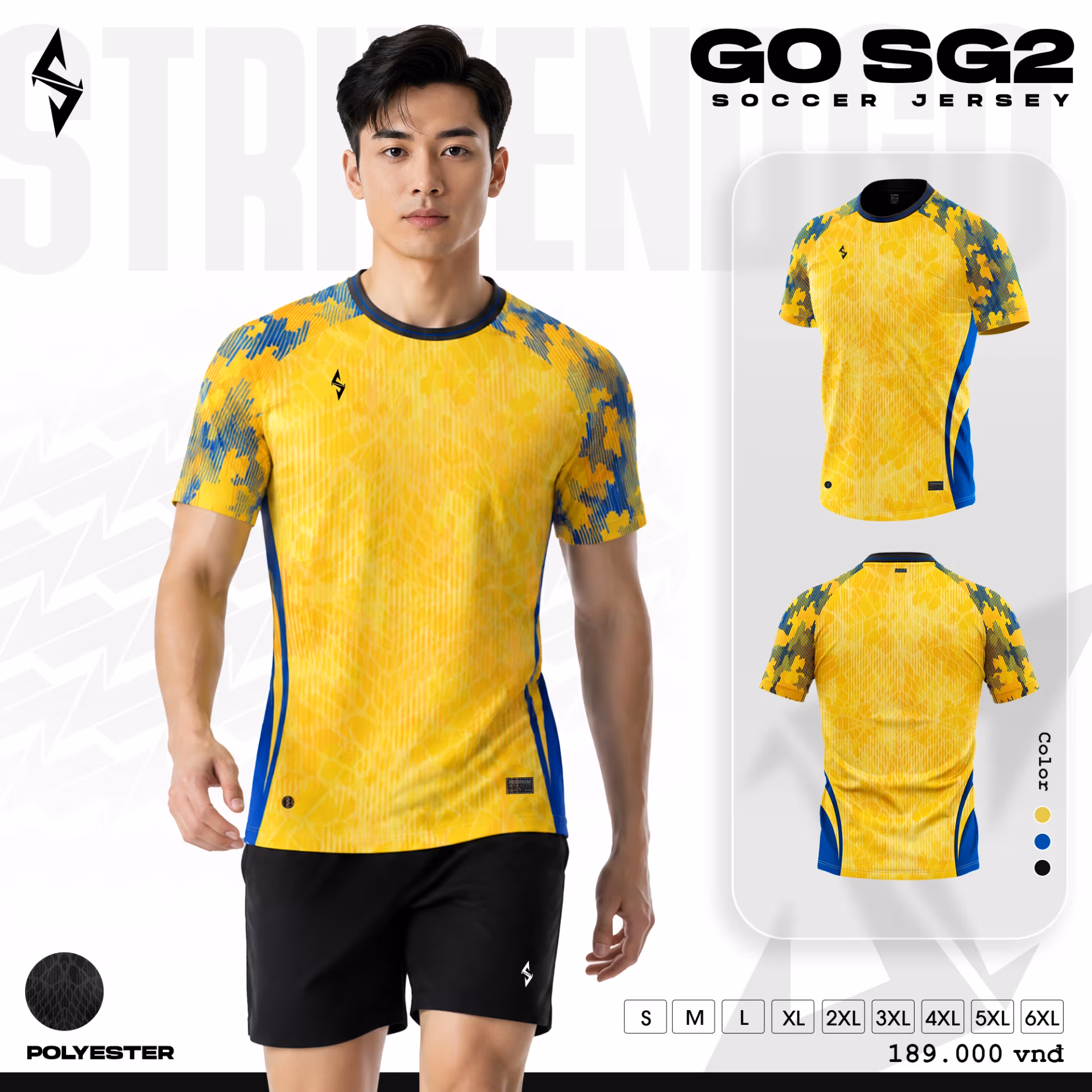 Bộ quần áo bóng đá Strivend Go SG02 Vàng 1