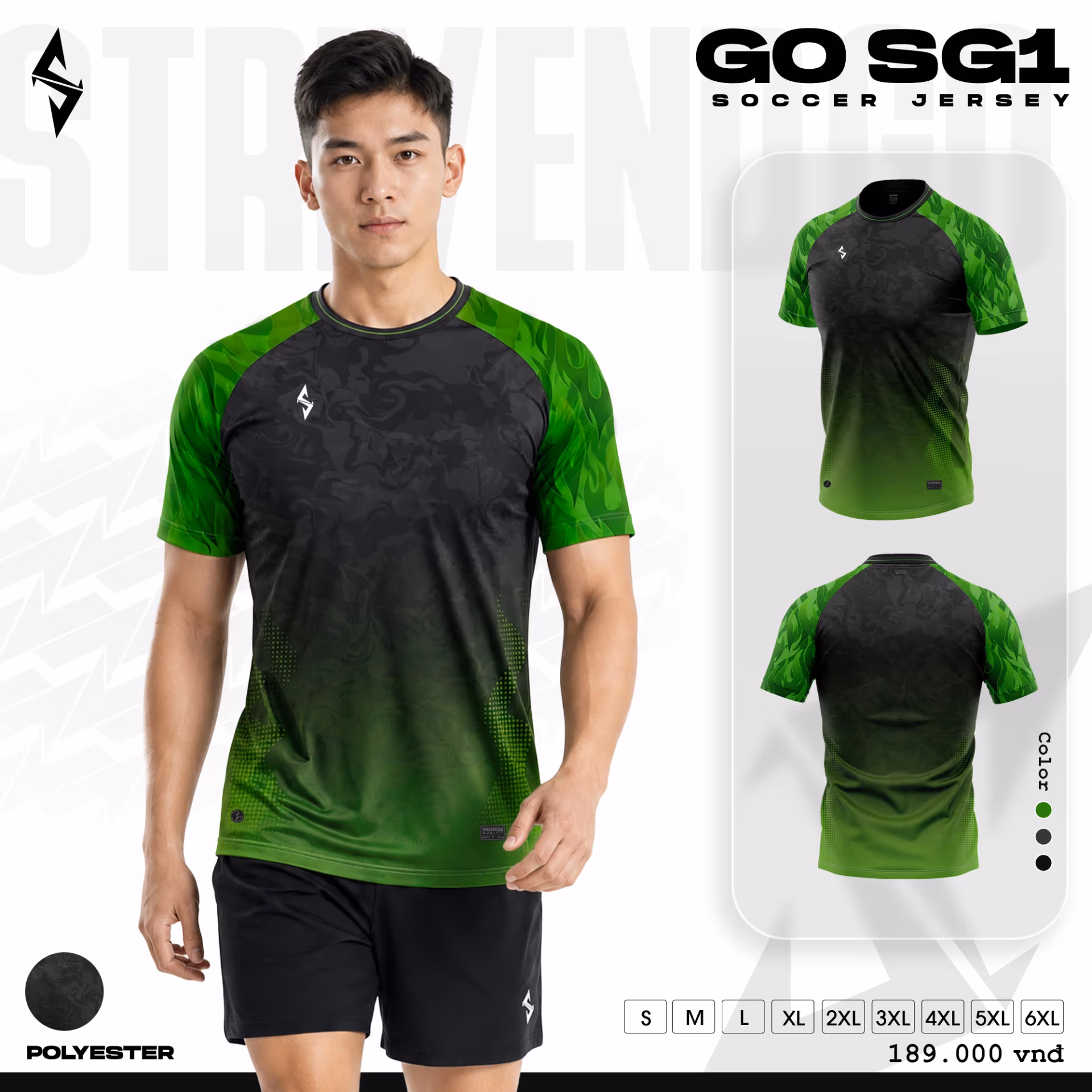 Quấn áo bóng đá Strivend Go SG01 Đen Xanh Lá 1