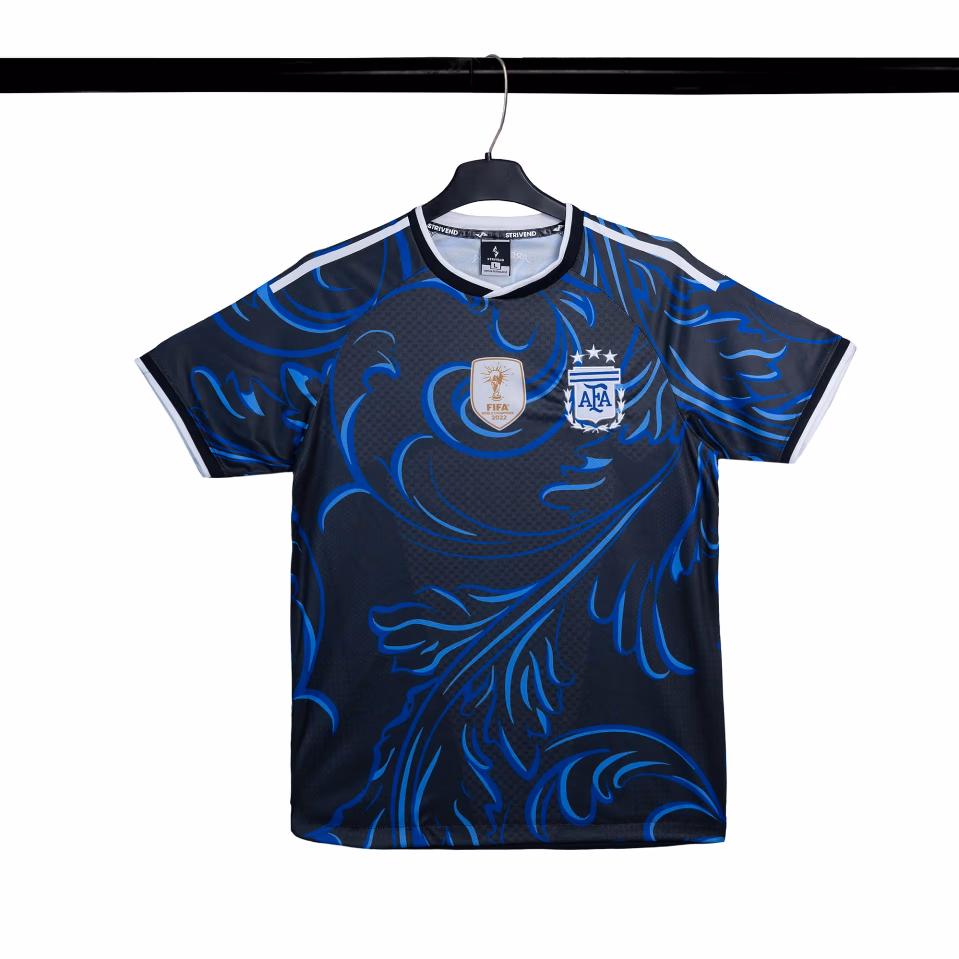 Bộ Quần Áo Bóng Đá Strivend Argentina Đen Away
