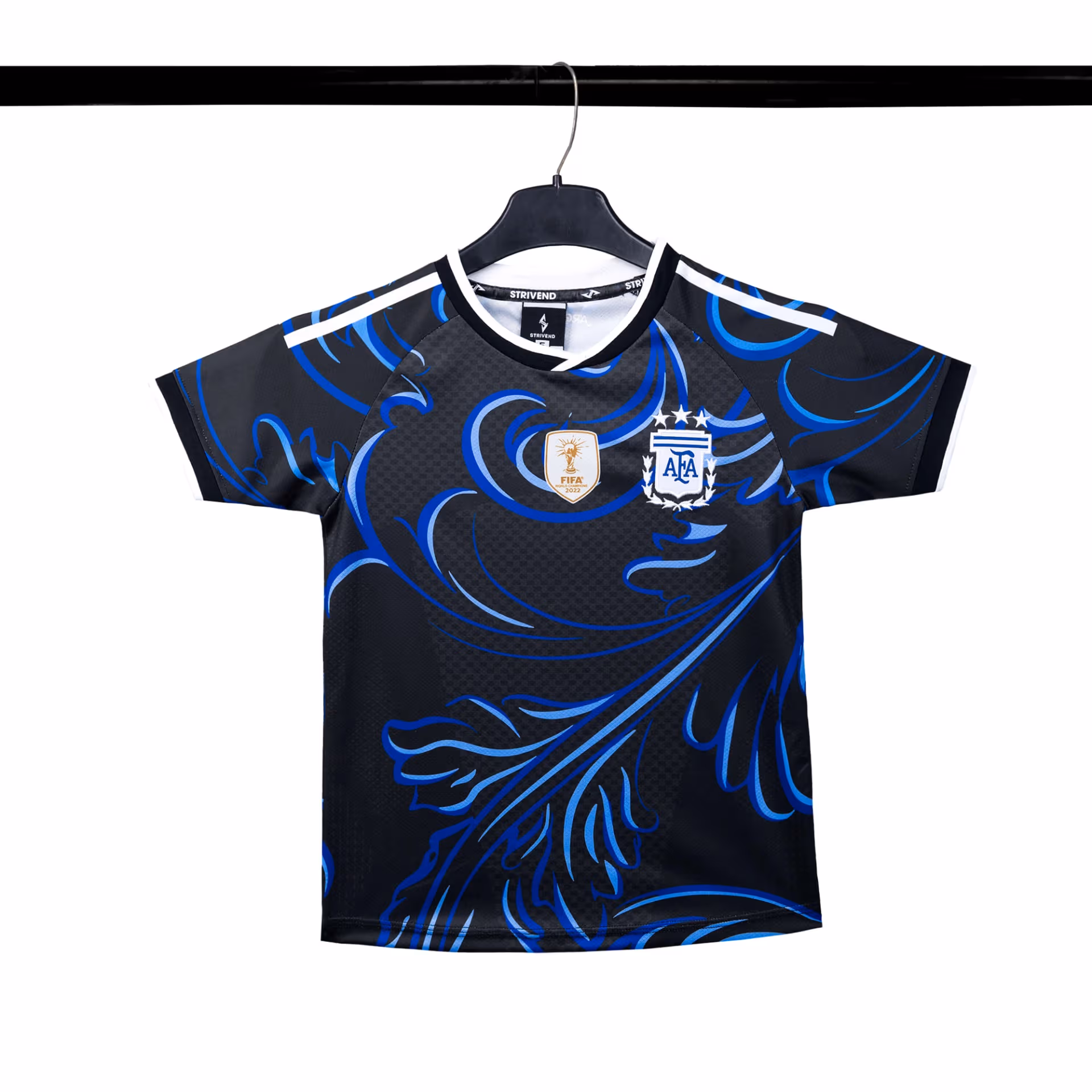Bộ Quần Áo Bóng Đá Trẻ Em Strivend Argentina Đen Away WC26 3