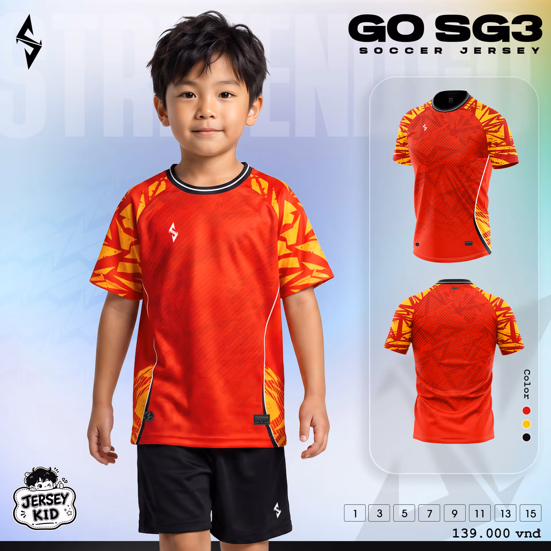 Bộ quần áo bóng đá trẻ em Strivend GO Kid SG03 Đỏ