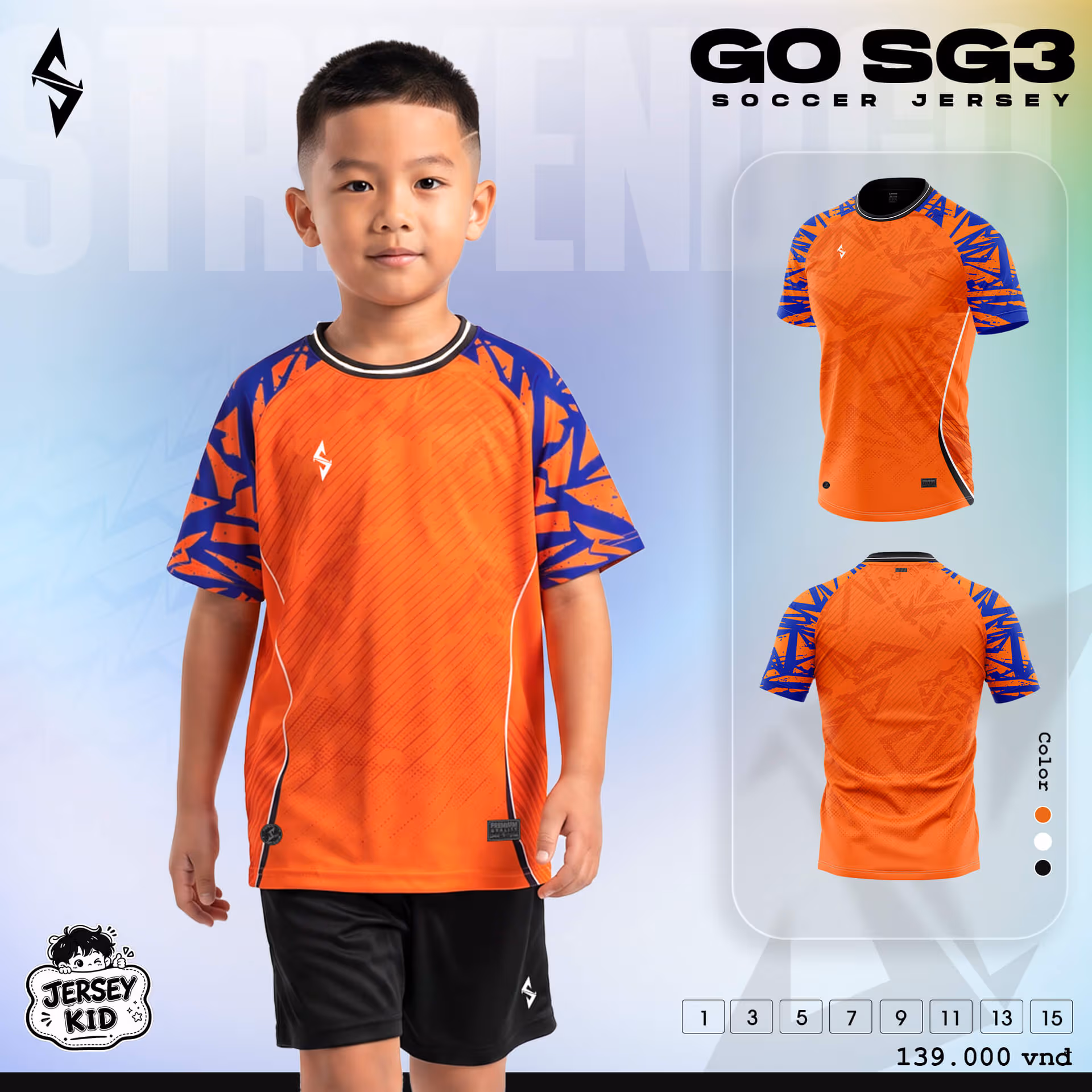 Bộ quần áo bóng đá trẻ em Strivend GO Kid SG03 Cam