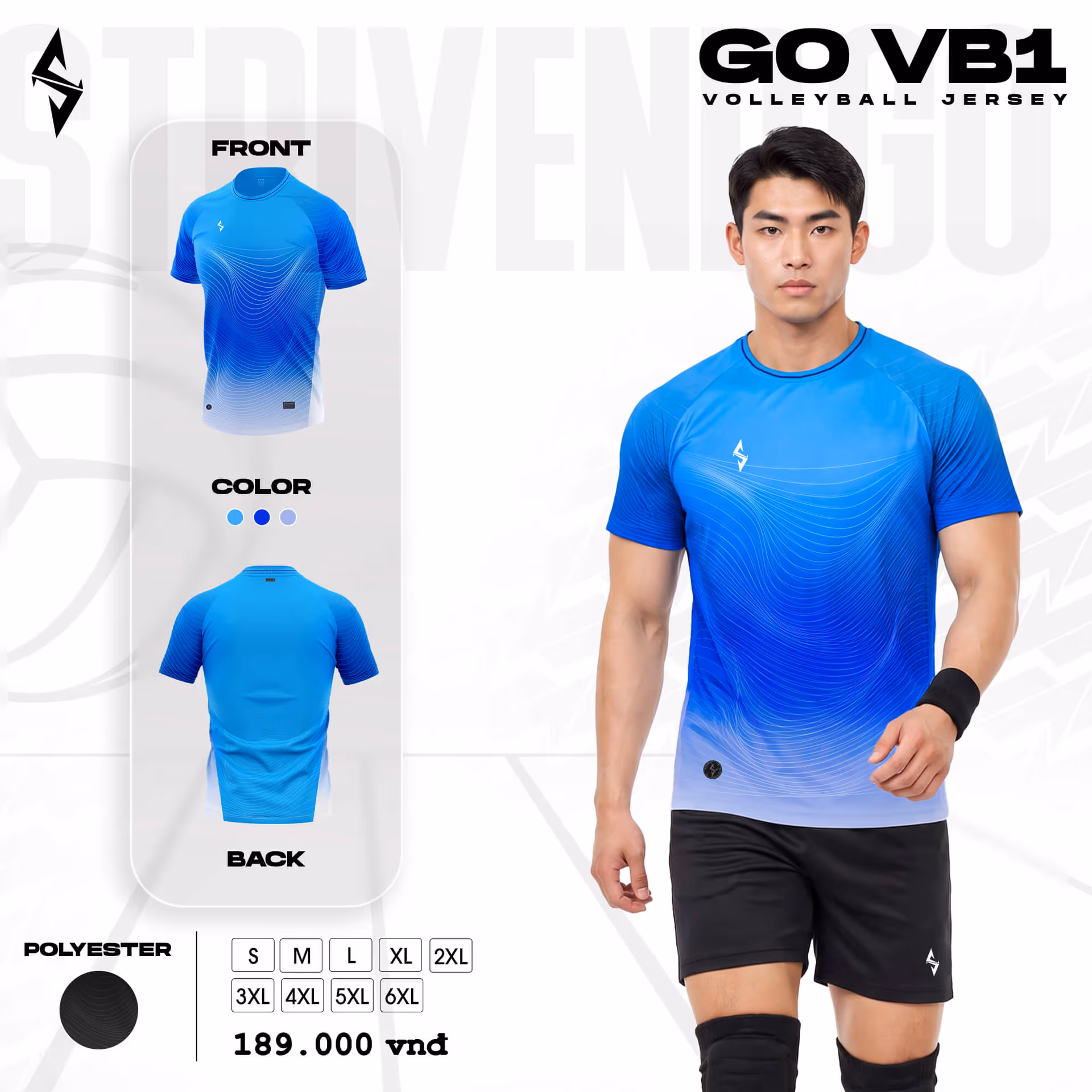 Quần áo bóng chuyền Nam Strivend GO VB01 Xanh Ya