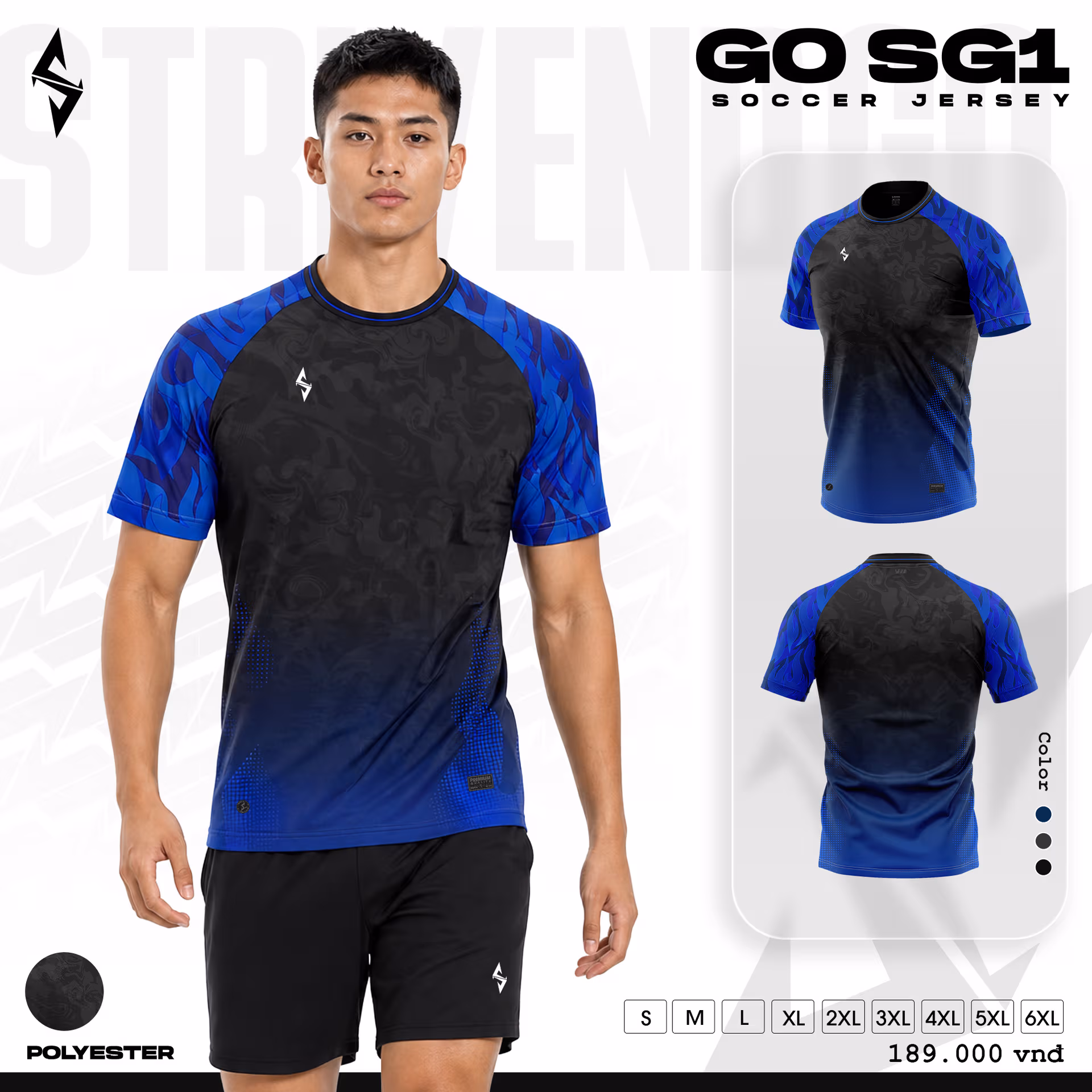 Quấn áo bóng đá Strivend Go SG01 Đen Xanh Bích