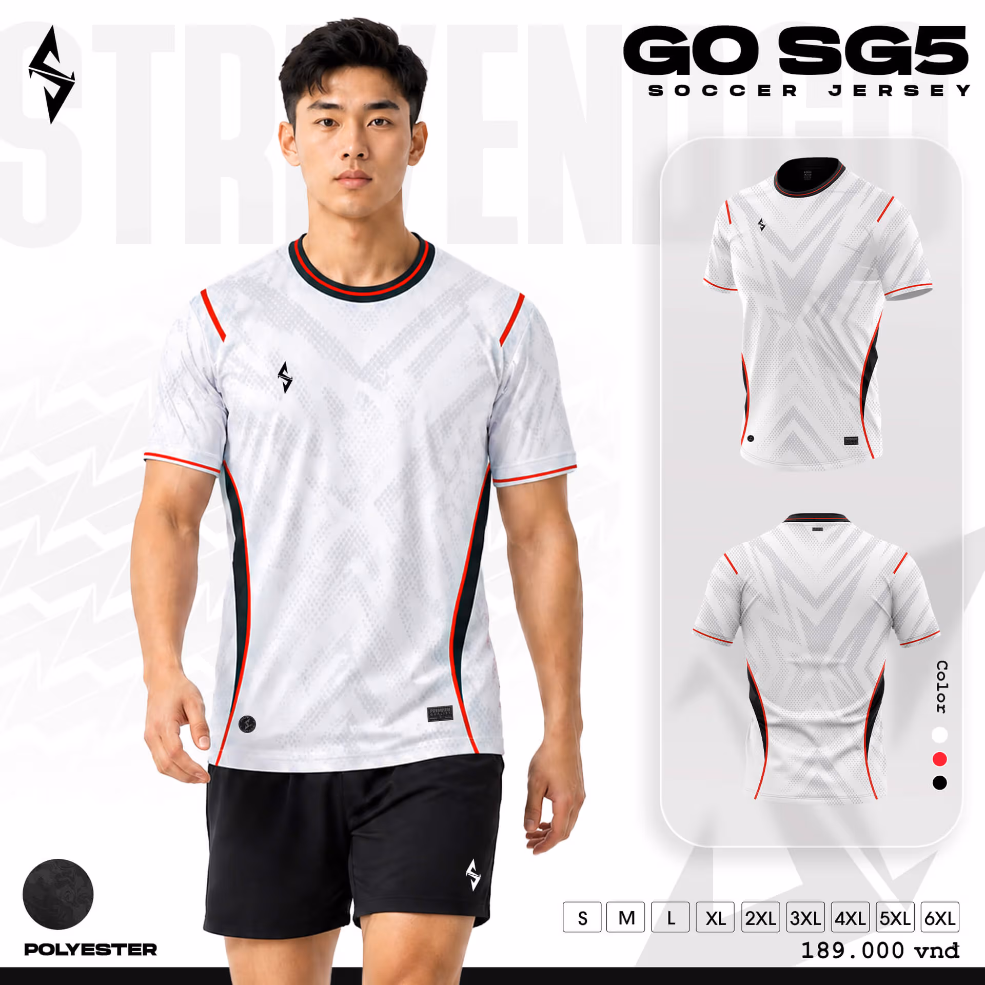 Bộ quần áo bóng đá Strivend Go SG05 Trắng Đỏ
