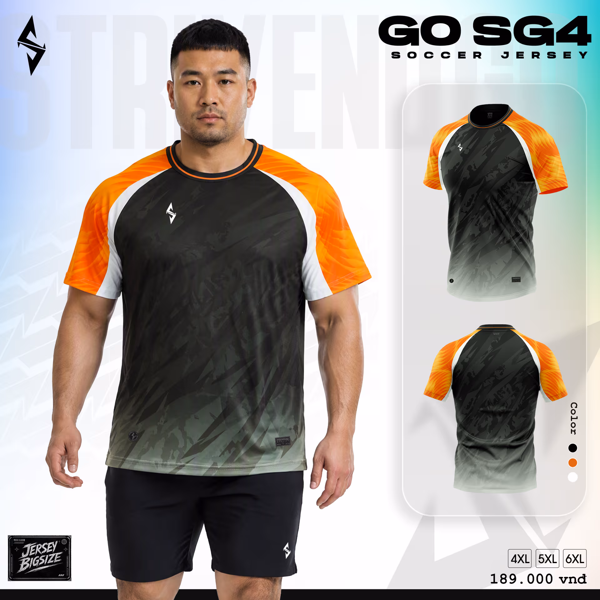 Bộ quần áo bóng đá Strivend Go Big Size SG04 Đen