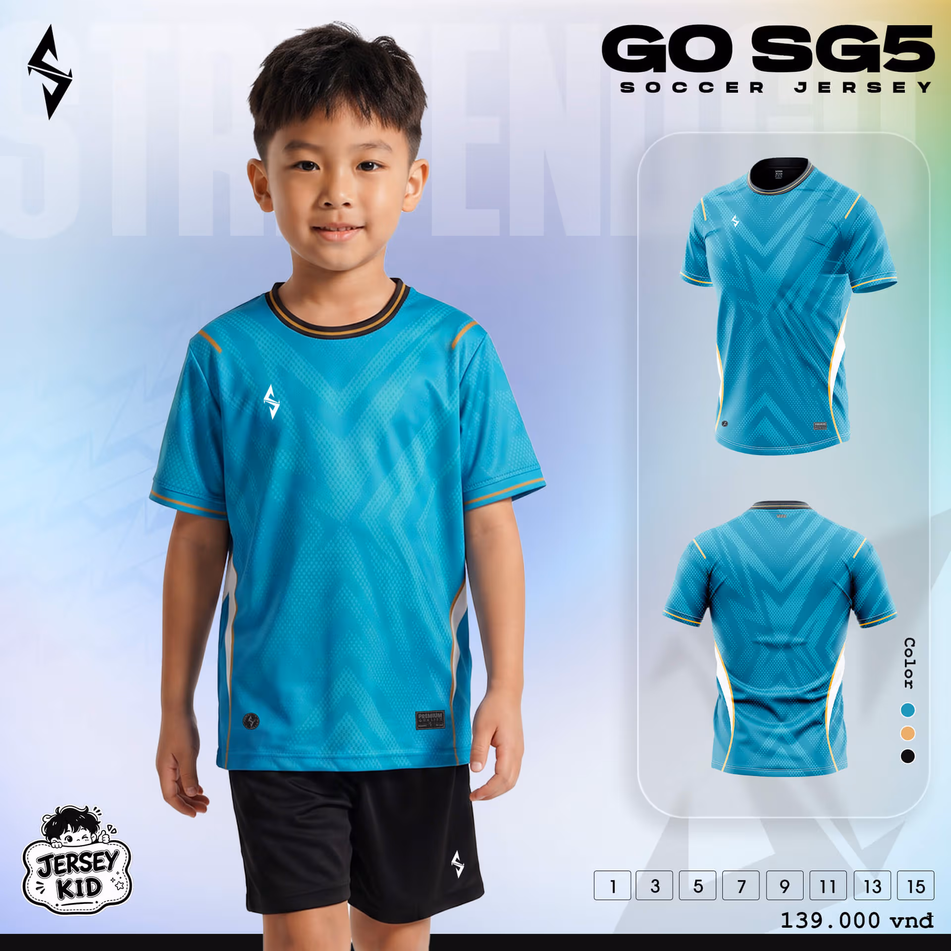 Bộ quần áo bóng đá trẻ em Strivend Go Kid SG05 Lông Công