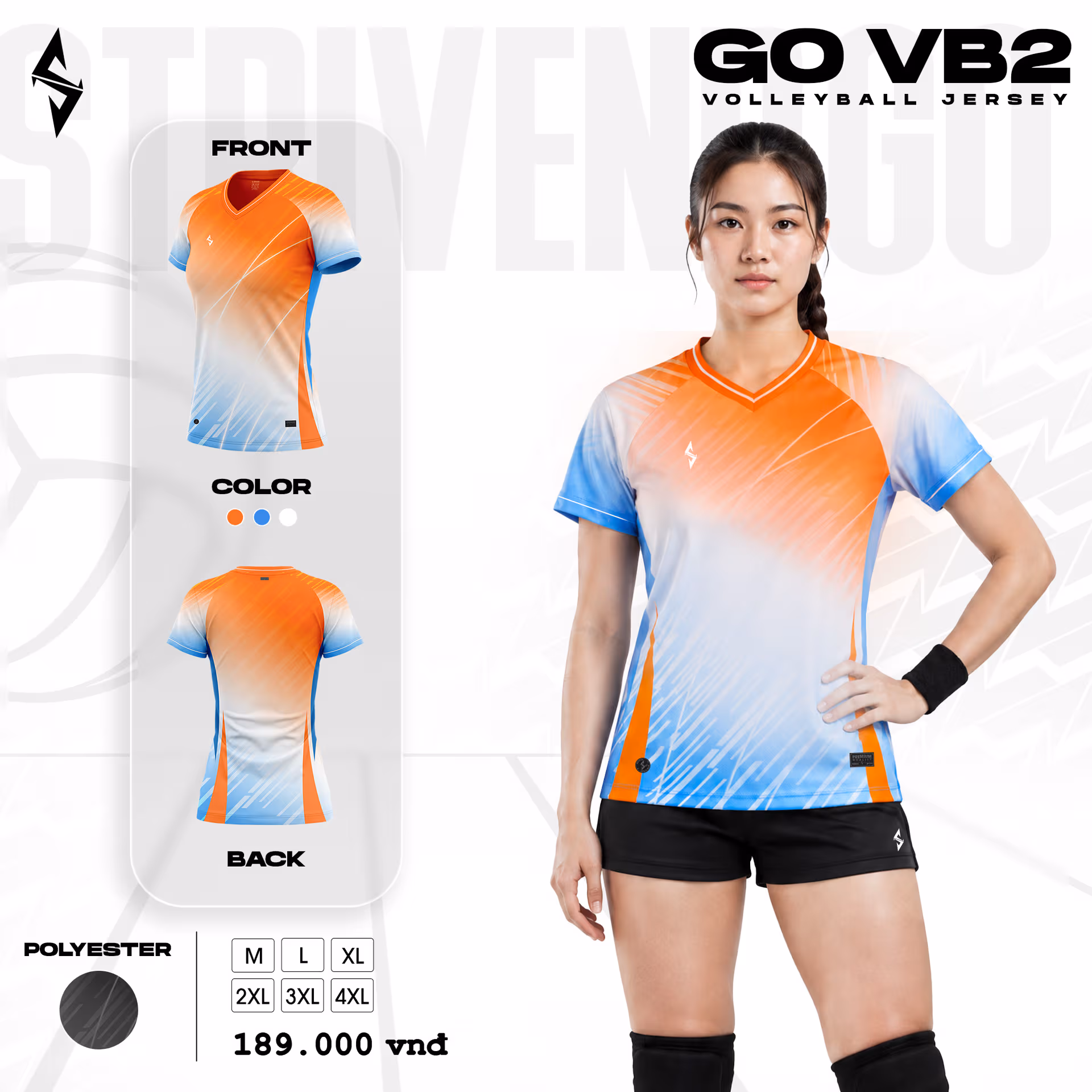 Quần áo bóng chuyền Nữ Strivend GO VB02 Cam Biển