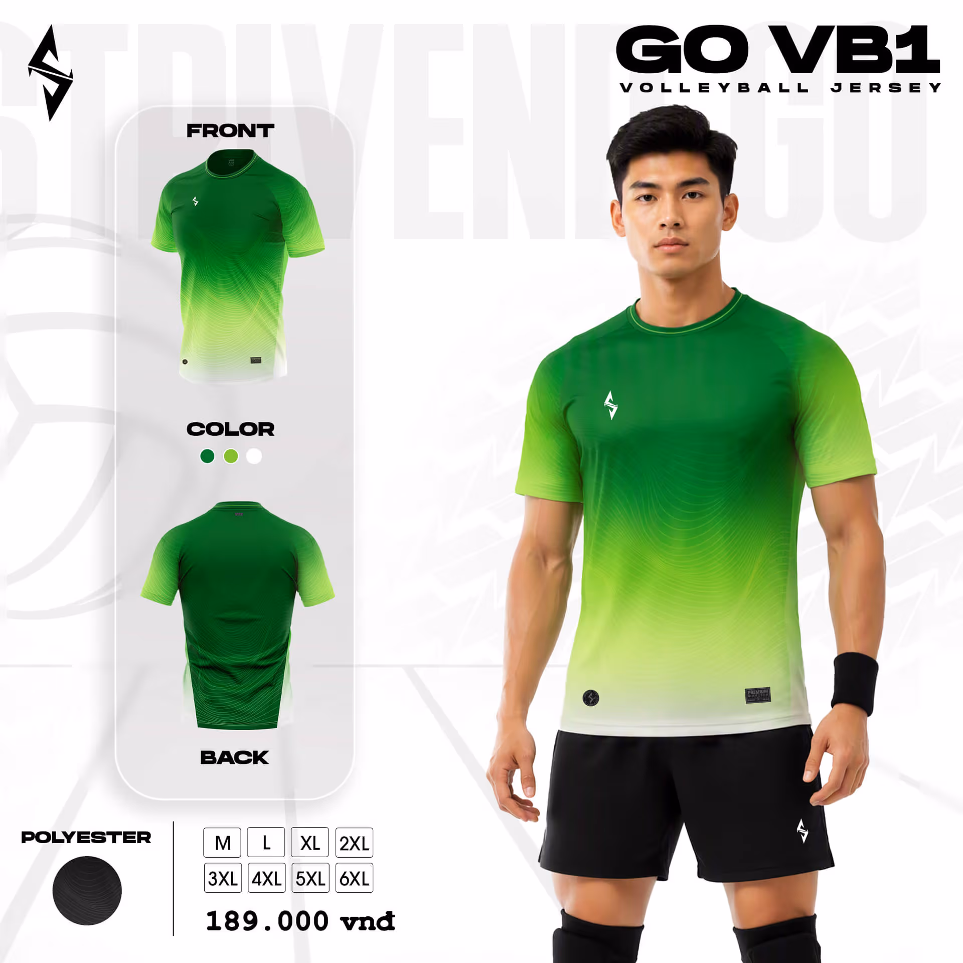 Quần áo bóng chuyền Nam Strivend GO VB01 Xanh Rêu