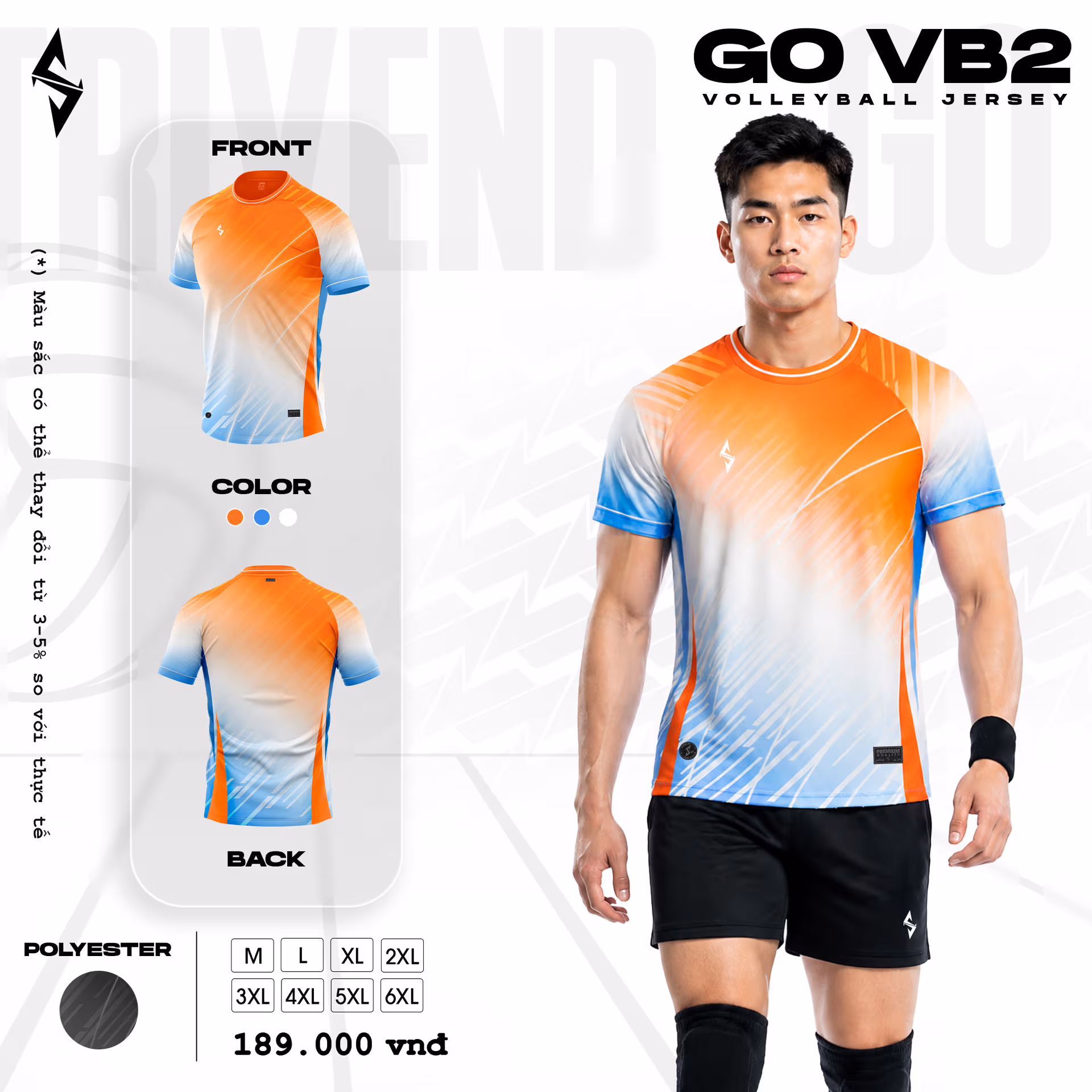 Quần áo bóng chuyền Nam Strivend GO VB02 Cam Biển