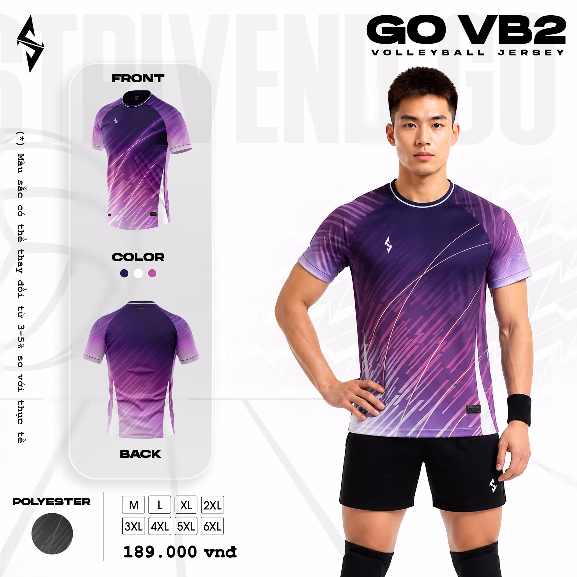 Quần áo bóng chuyền Nam Strivend GO VB02 Tím