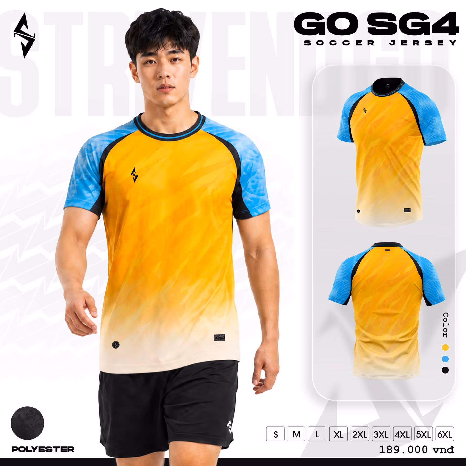 Bộ quần áo bóng đá Strivend Go SG04 Vàng