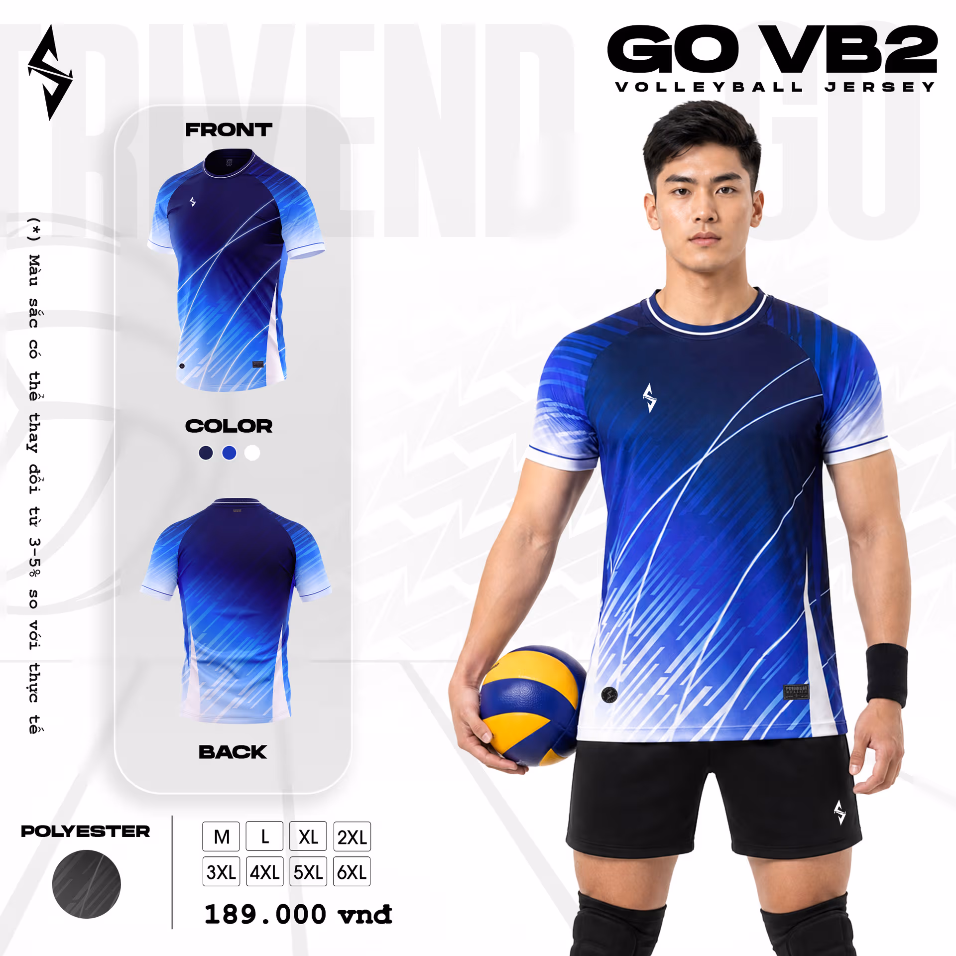 Quần áo bóng chuyền Nam Strivend GO VB02 Xanh Đen