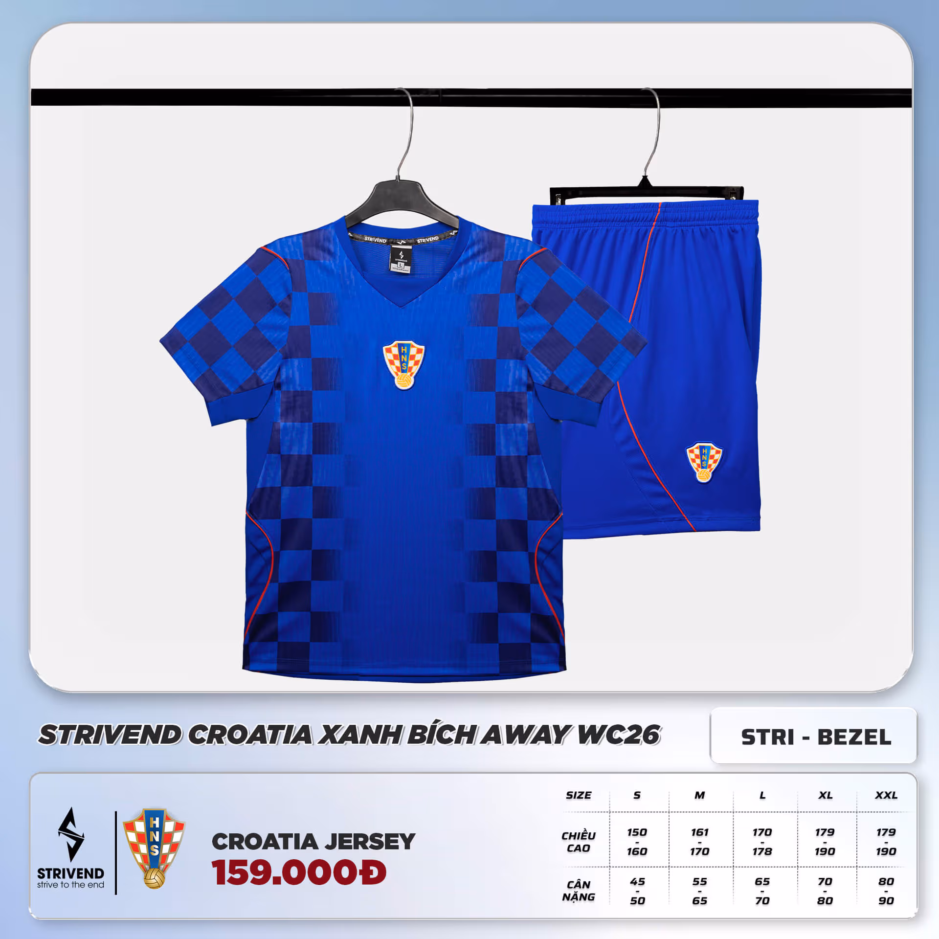 Bộ Quần Áo Bóng Đá Croatia Xanh Bích Away WC26