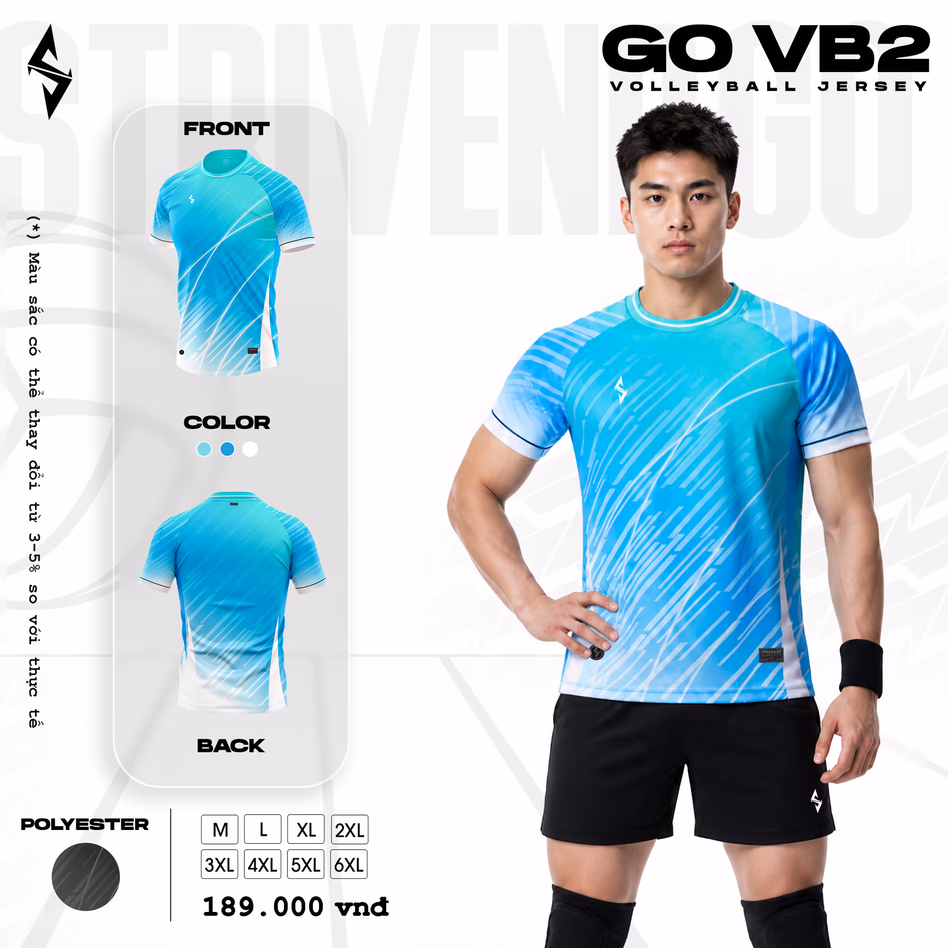 Quần áo bóng chuyền Nam Strivend GO VB02 Xanh Mint