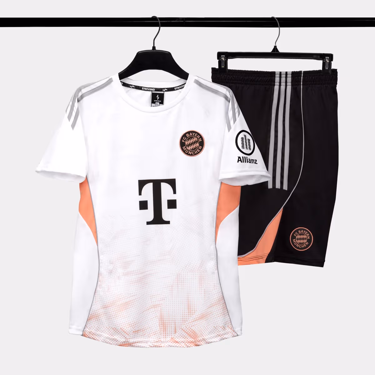Bộ Quần Áo Bóng Đá Strivend Bayern Munich Trắng Cam SS26