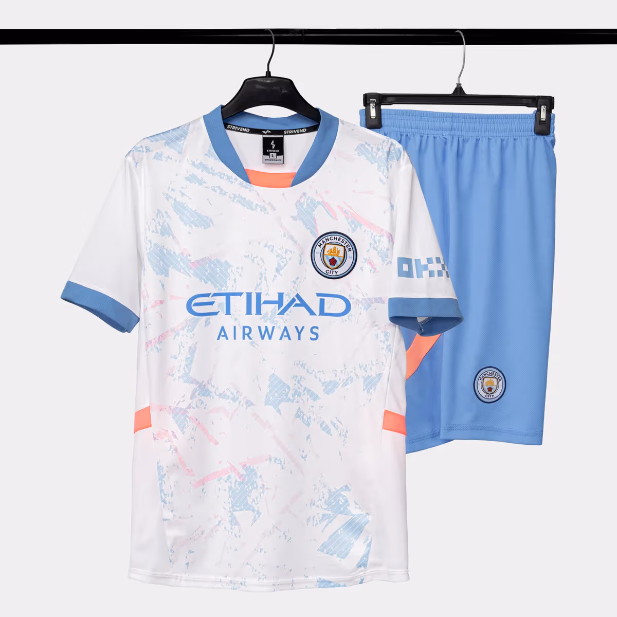 Bộ Quần Áo Bóng Đá Strivend Manchester City Trắng 24/25