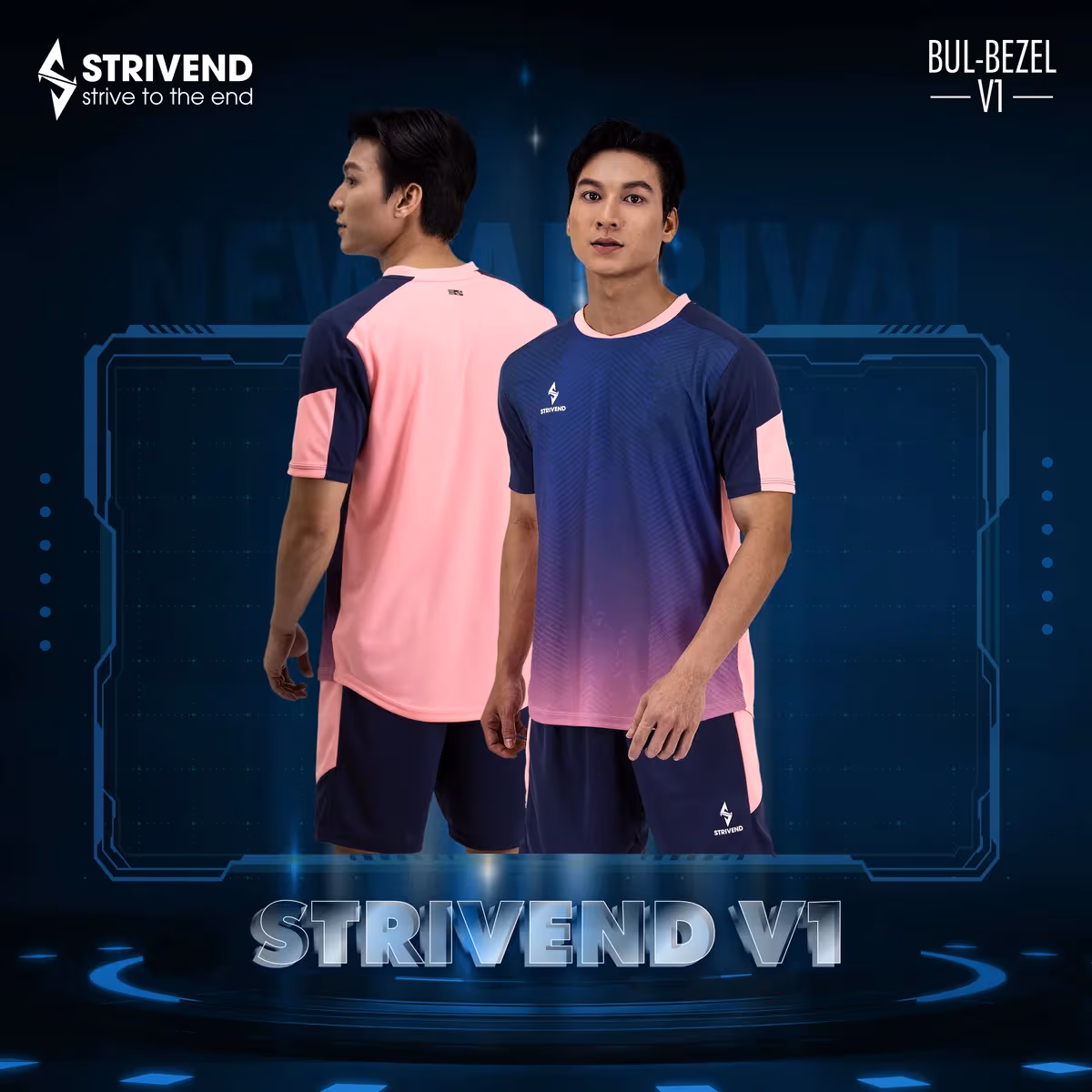 Quần áo bóng đá không logo Strivend V1 Xanh Đen