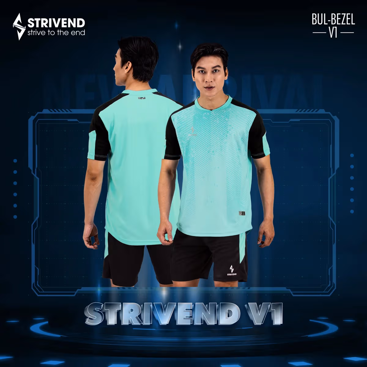 Quần áo bóng đá không logo Strivend V1 Xanh Ngọc