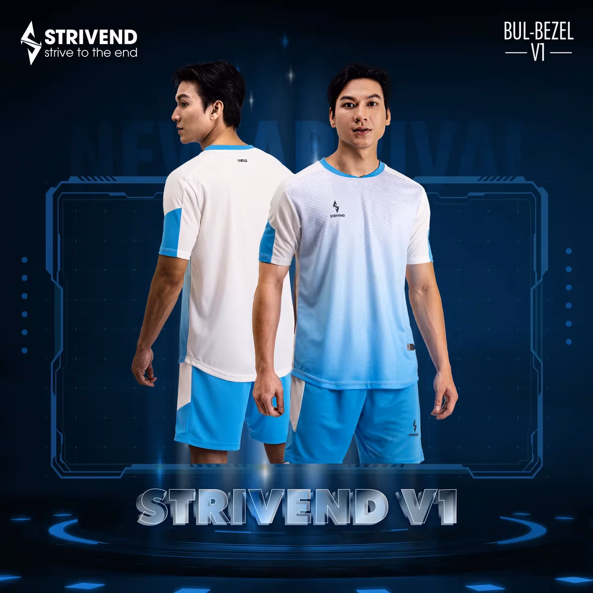 Quần áo bóng đá không logo Strivend V1 Xanh Ya