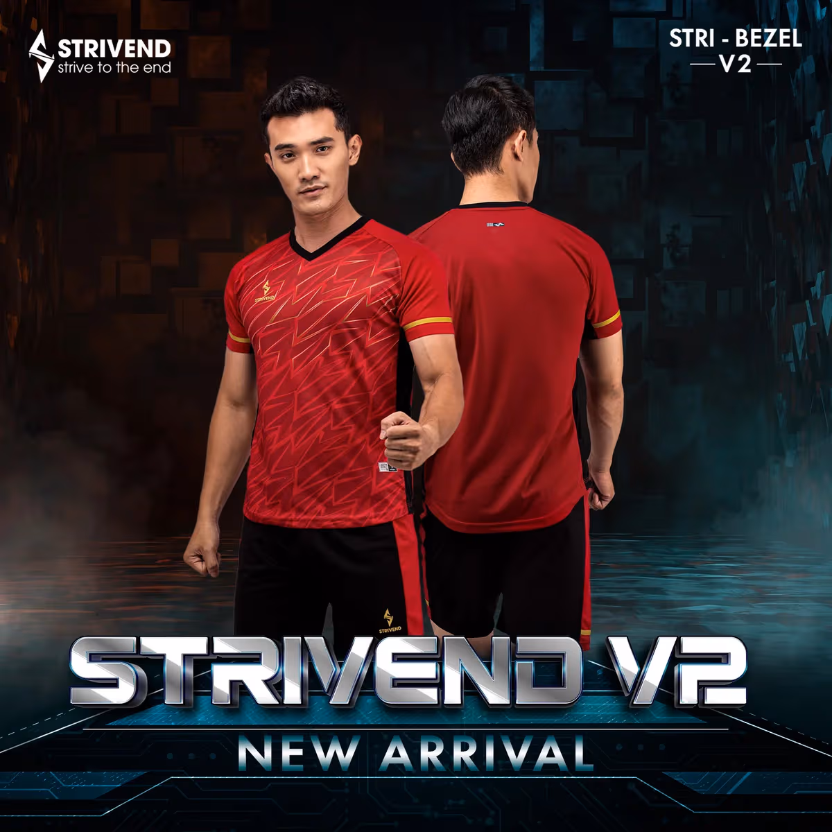 Quần áo bóng đá không logo Strivend V2 Đỏ