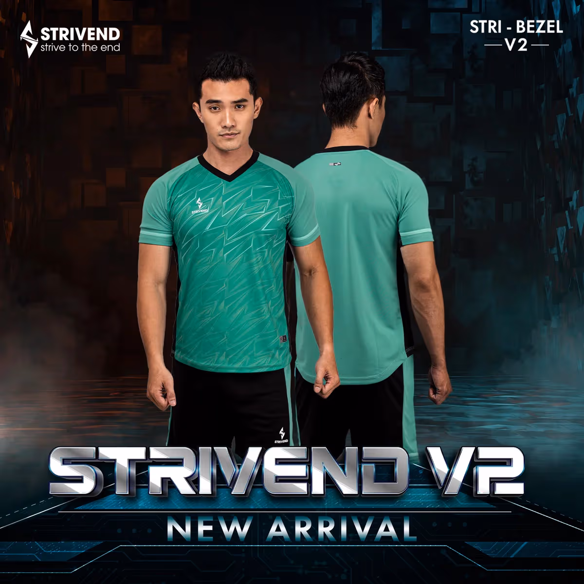 Quần áo bóng đá không logo Strivend V2 Xanh Ngọc