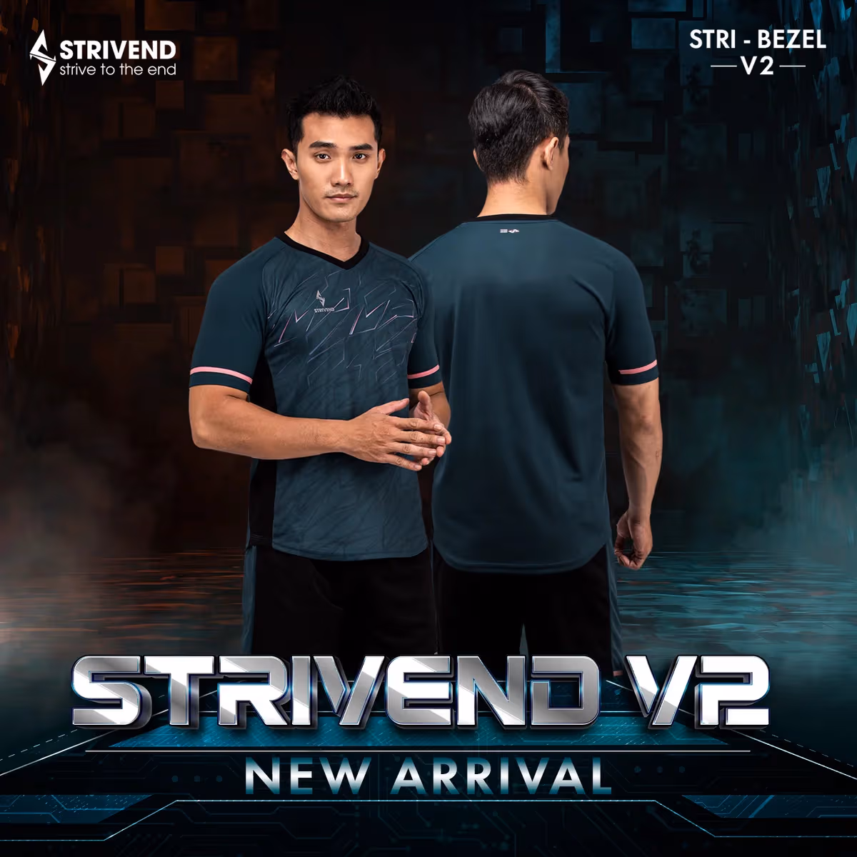 Quần áo bóng đá không logo Strivend V2 Xanh Đen