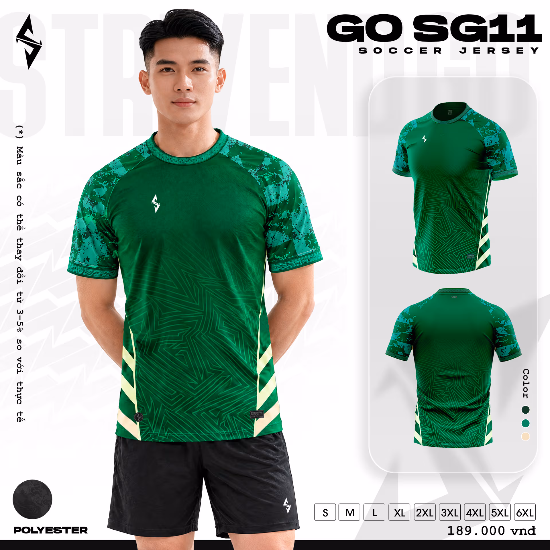 Bộ quần áo bóng đá Strivend Go SG11 Xanh Lá